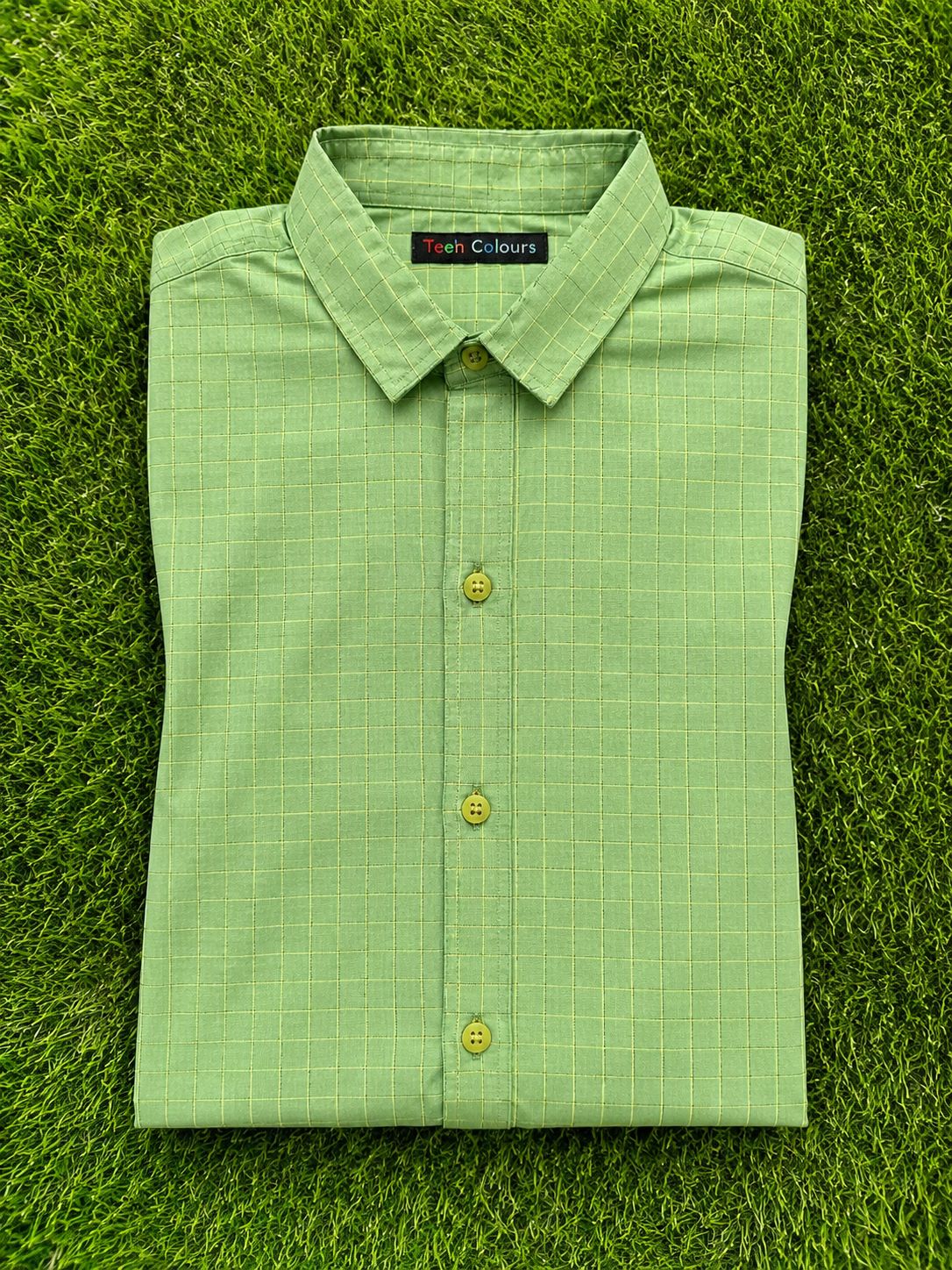Boys Light Green Check Collared Casual Wear Shirt