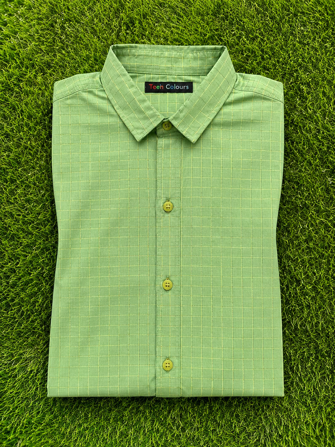 Boys Light Green Check Collared Casual Wear Shirt