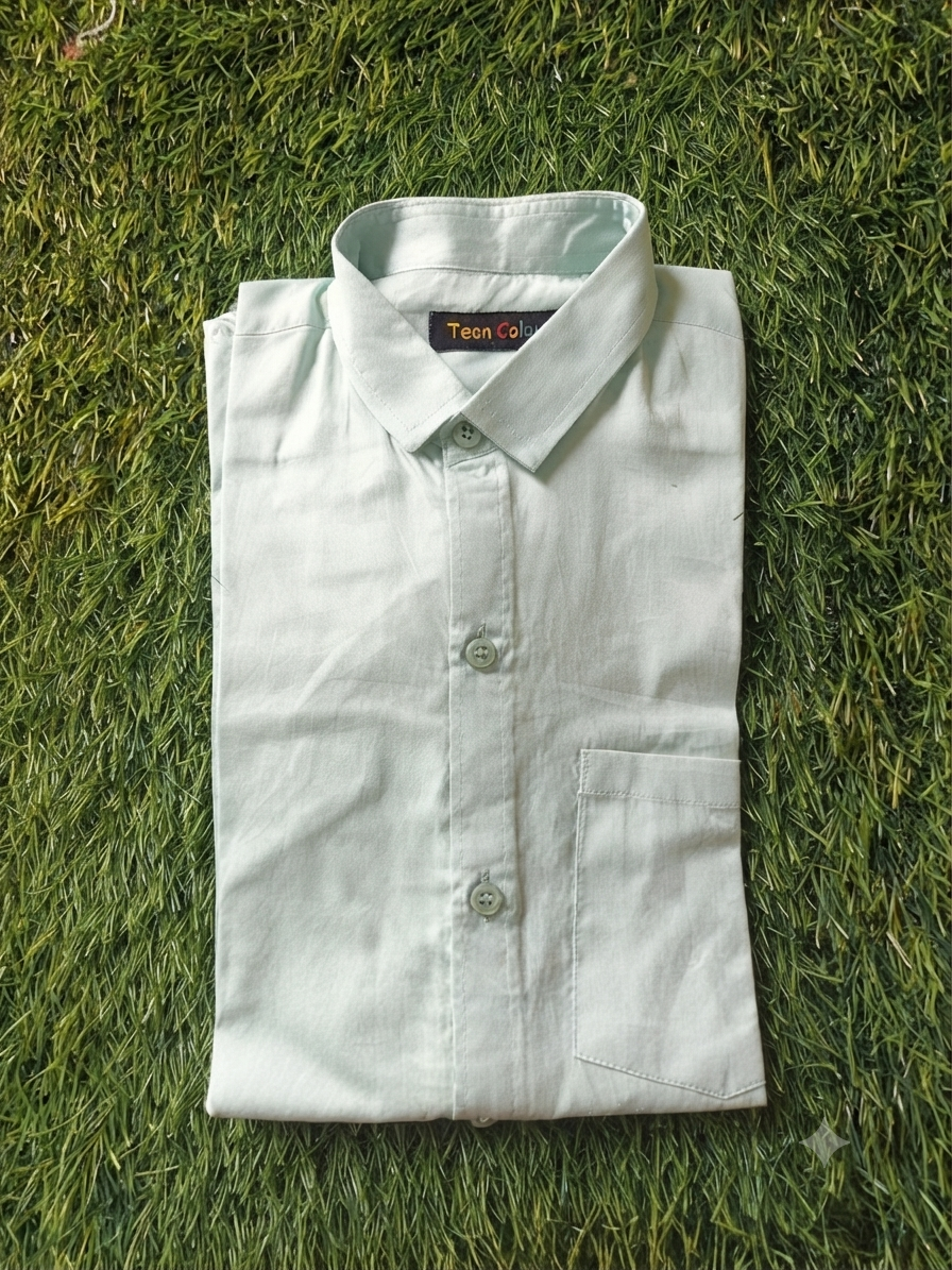 Boys Solid Long Sleeve Button Down Shirt (Light Green)
