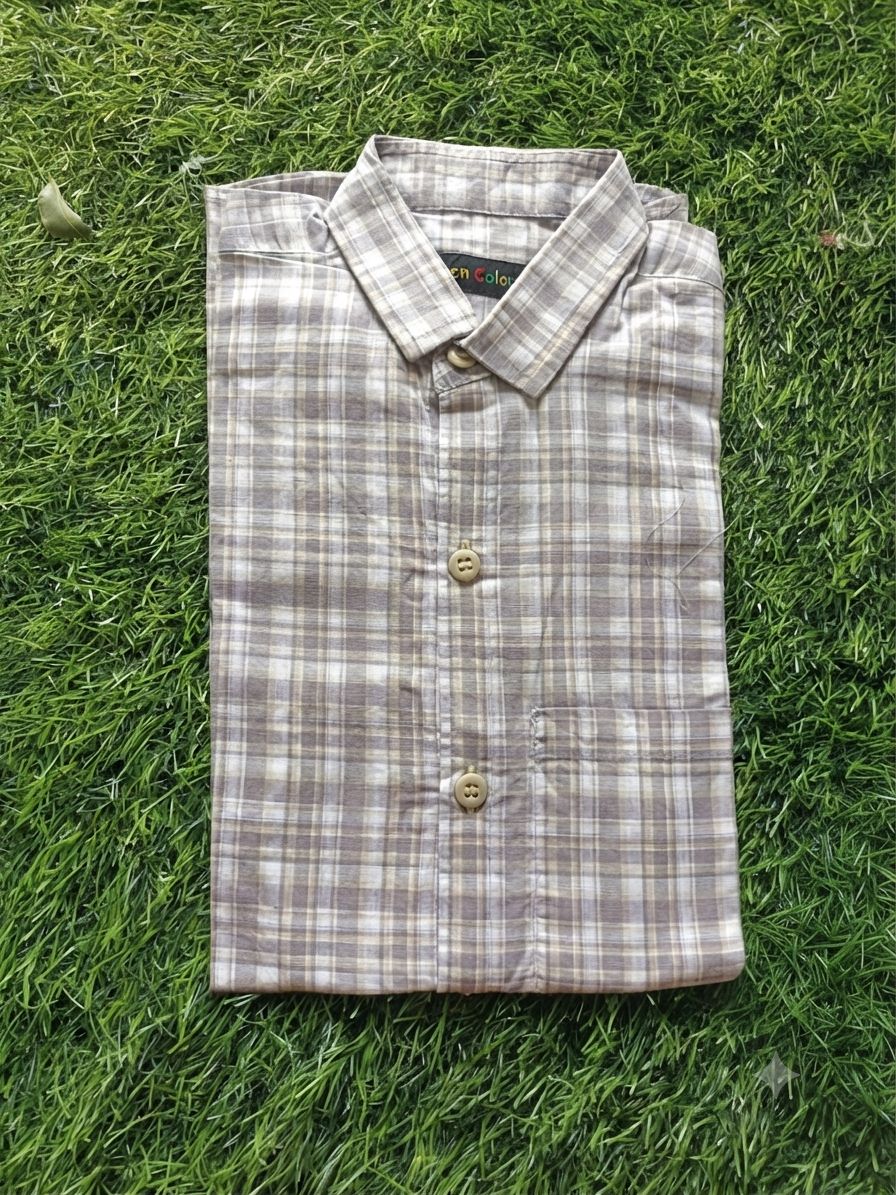 Boys Checked Long Sleeve Button Down Shirt (Grey and White)