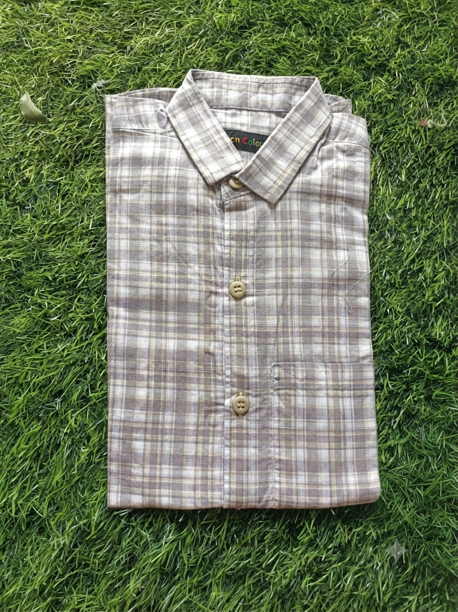 Boys Checked Long Sleeve Button Down Shirt (Grey and White)