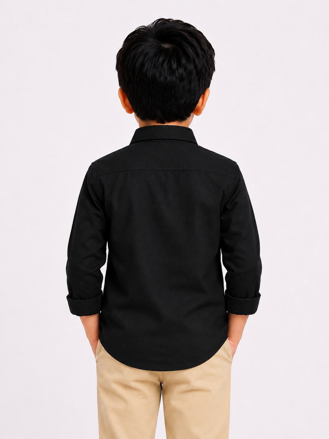 Boys Classic Black Full Sleeve Shirt with Pocket