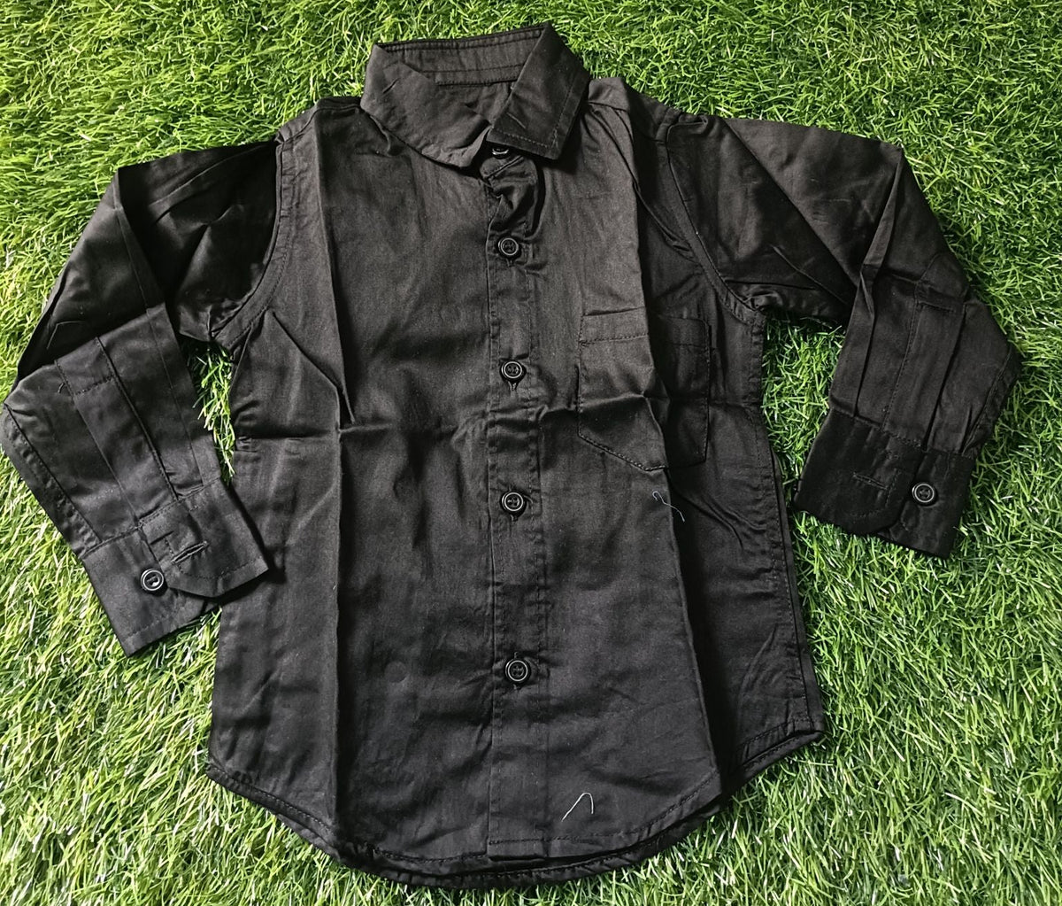 Boys Classic Black Full Sleeve Shirt with Pocket