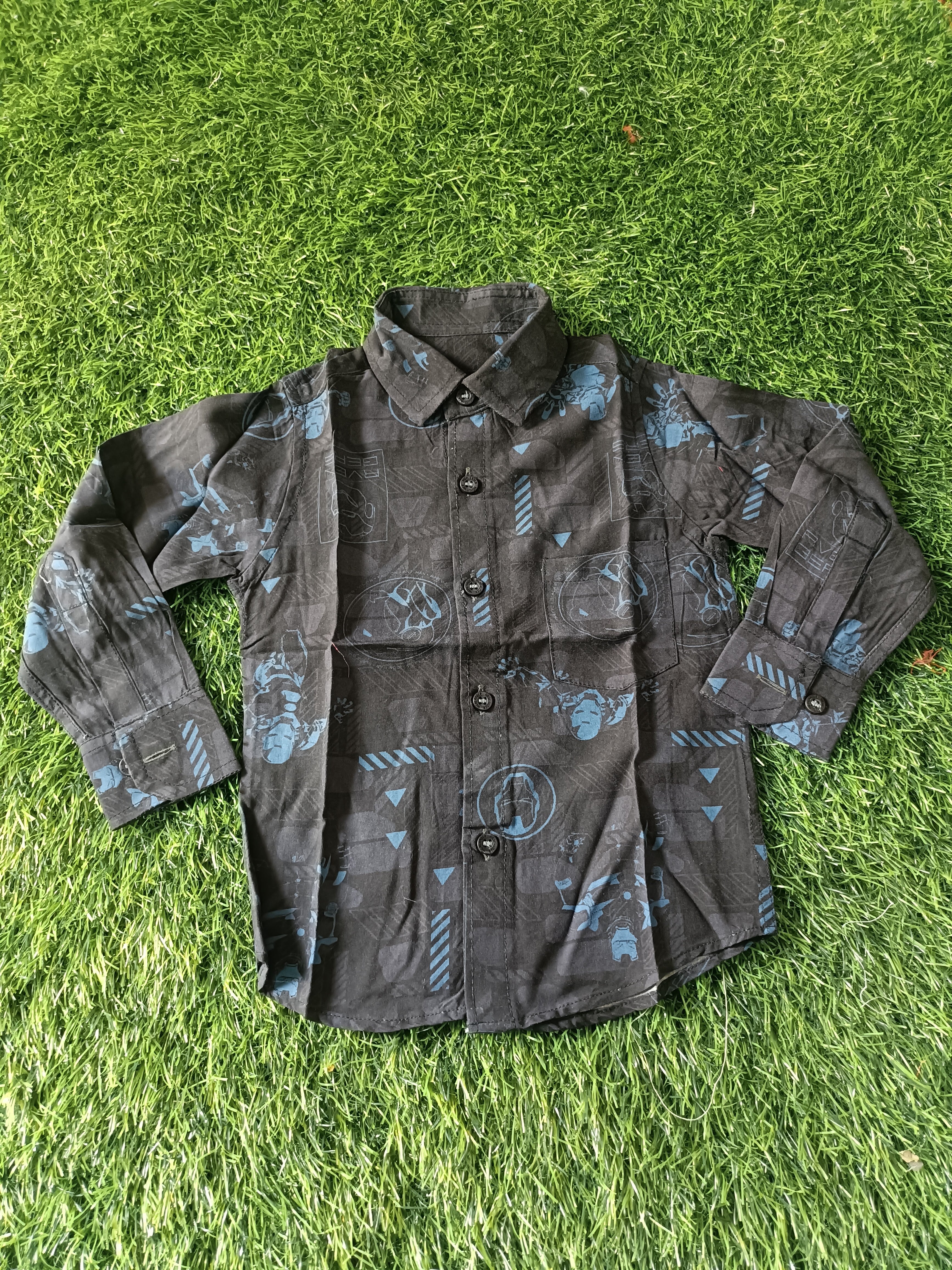 Boys Black & navy blue printed Casual Shirt