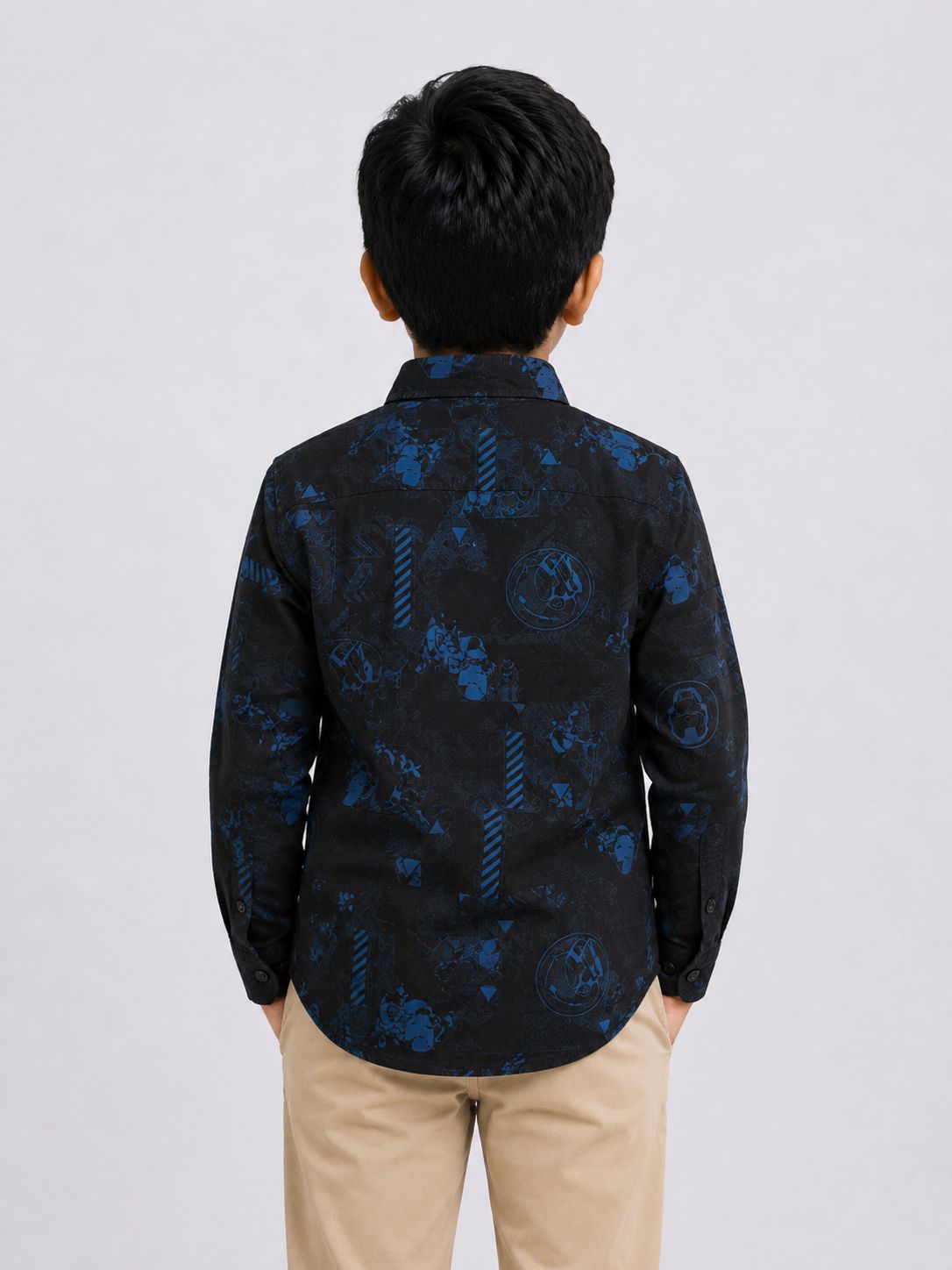Boys Black & navy blue printed Casual Shirt