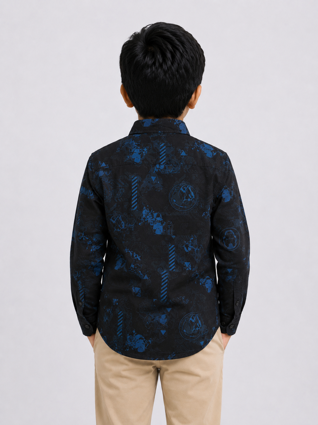 Boys Black & navy blue printed Casual Shirt