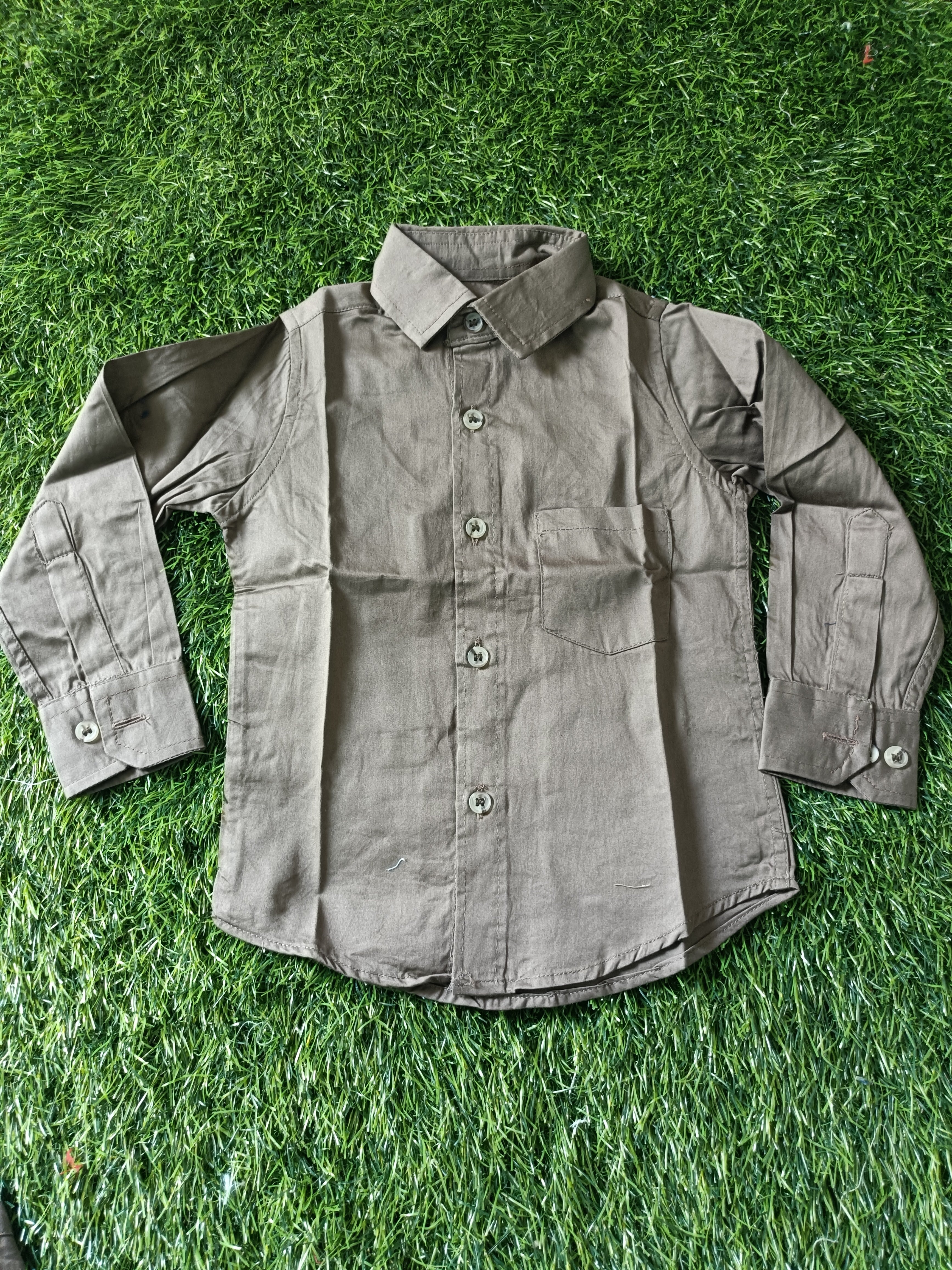 Boys' Classic Solid Grey Long Sleeve Button Down Shirt