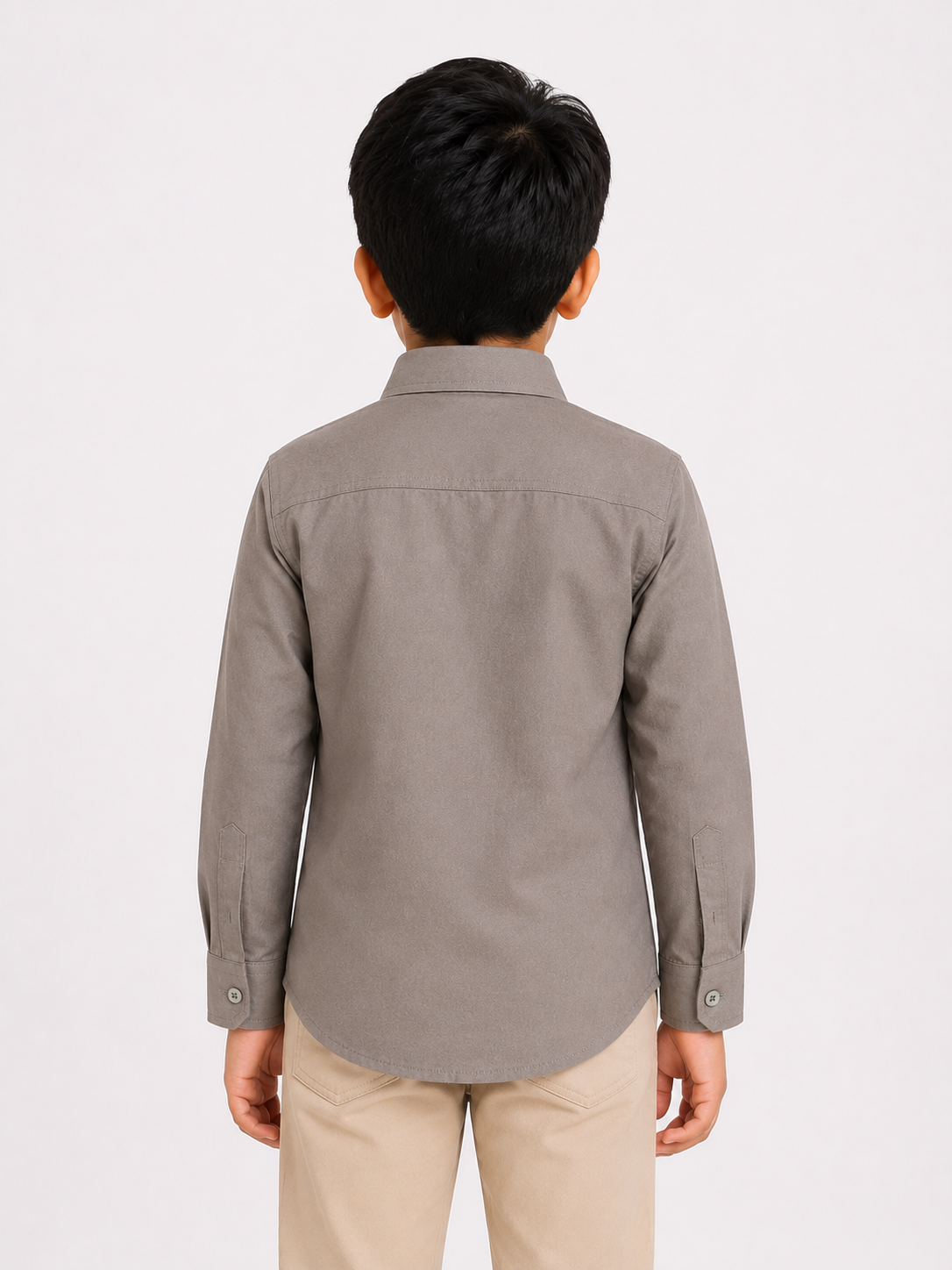 Boys' Classic Solid Grey Long Sleeve Button Down Shirt