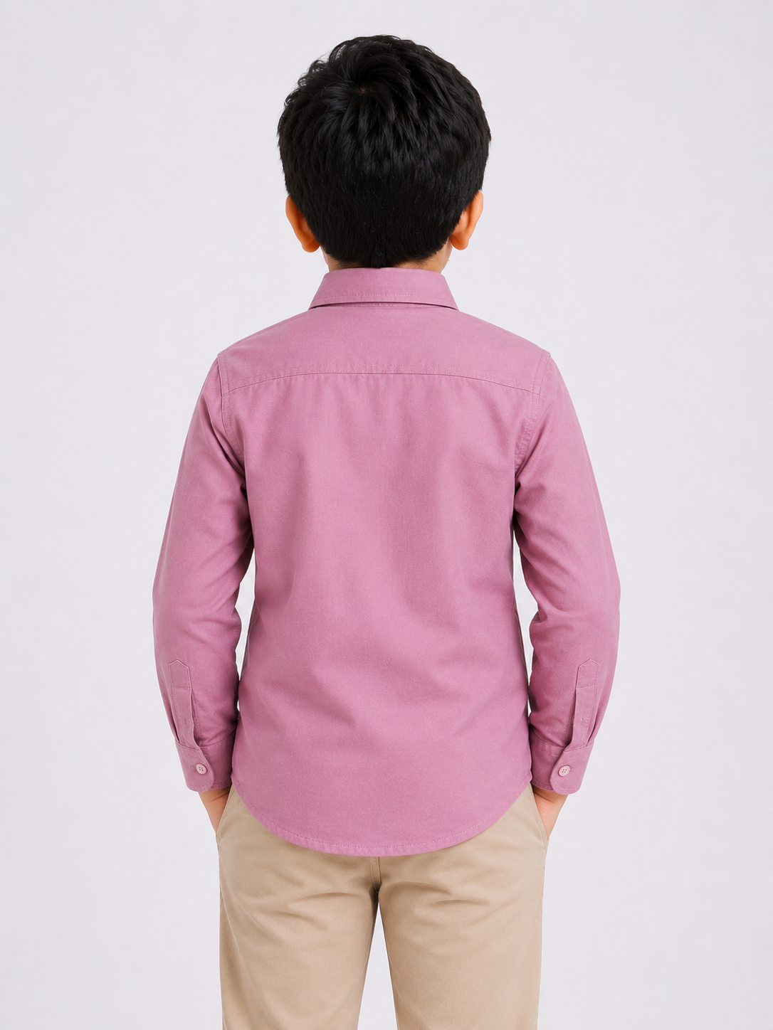 Boys' Solid Pink Long Sleeve Button Down Shirt