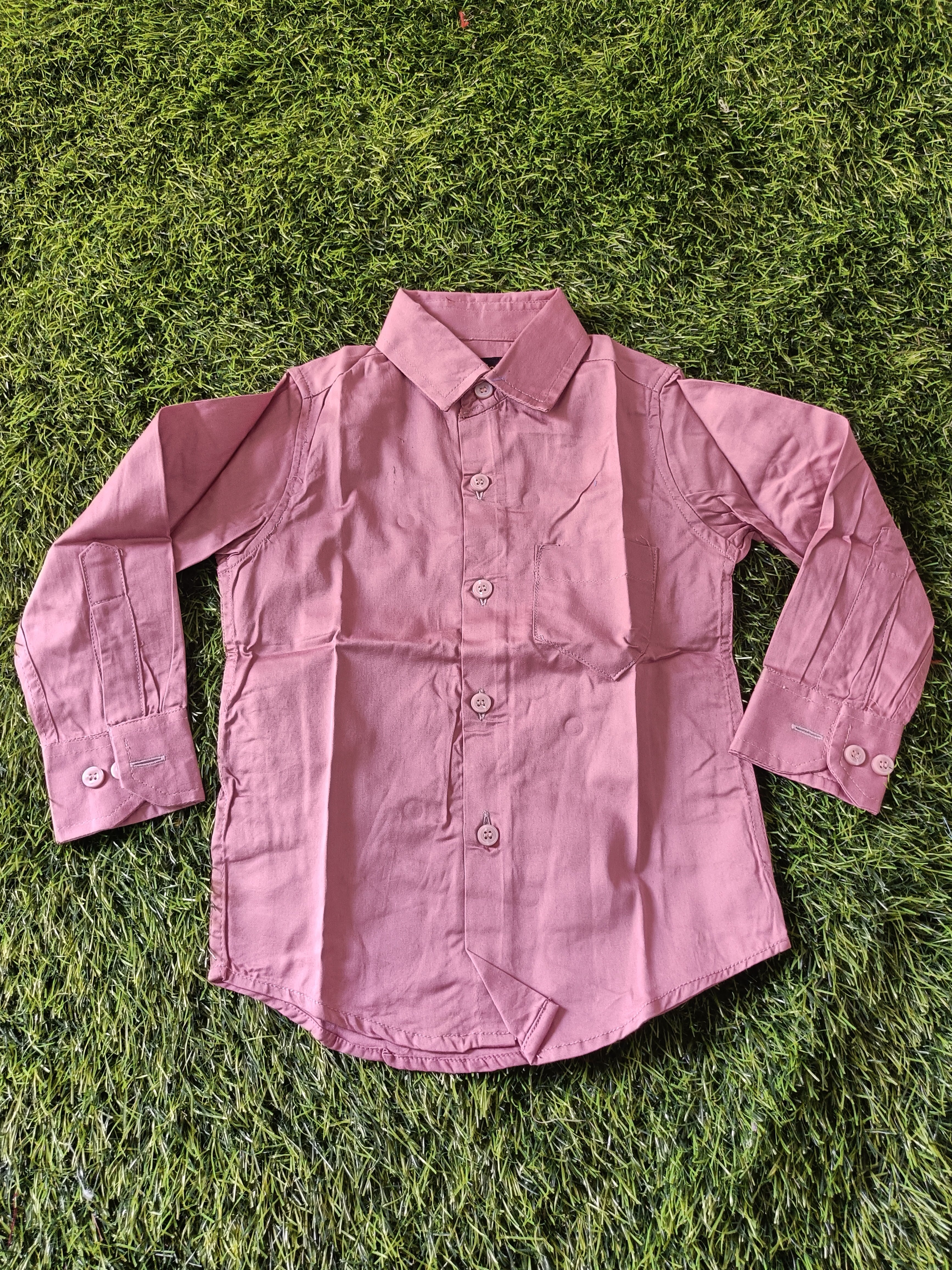 Boys' Solid Pink Long Sleeve Button Down Shirt