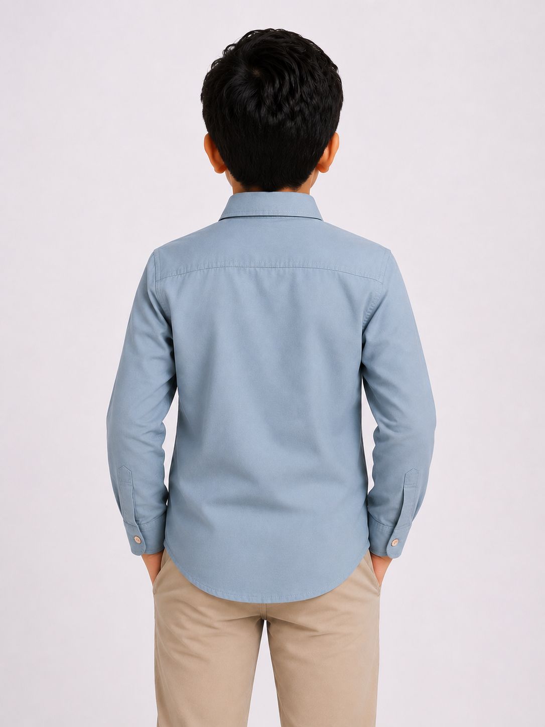 Boys Sky Blue Regular Fit Casual Cotton Shirt