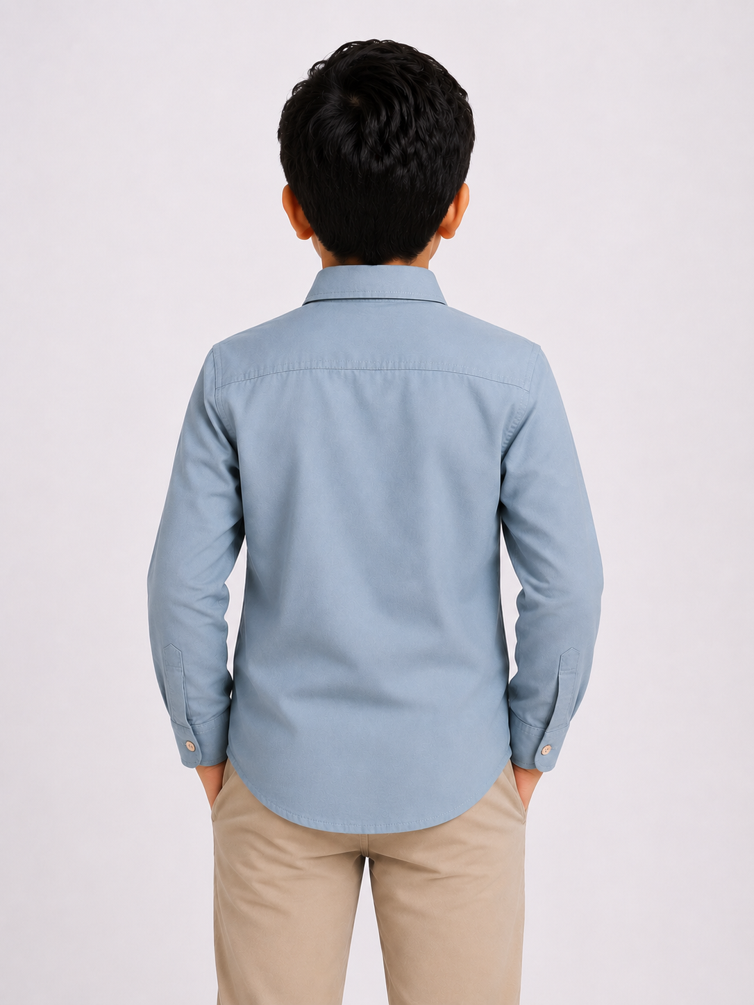 Boys Sky Blue Regular Fit Casual Cotton Shirt