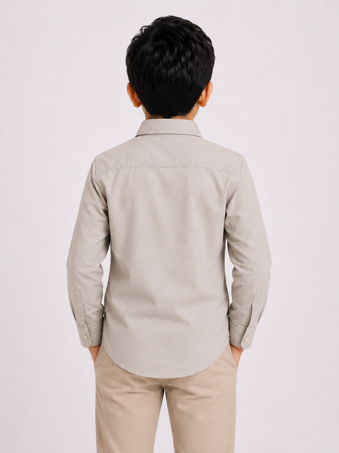 Boys Light Grey Solid Casual Cotton Shirt | Full Sleeves | Regular Fit