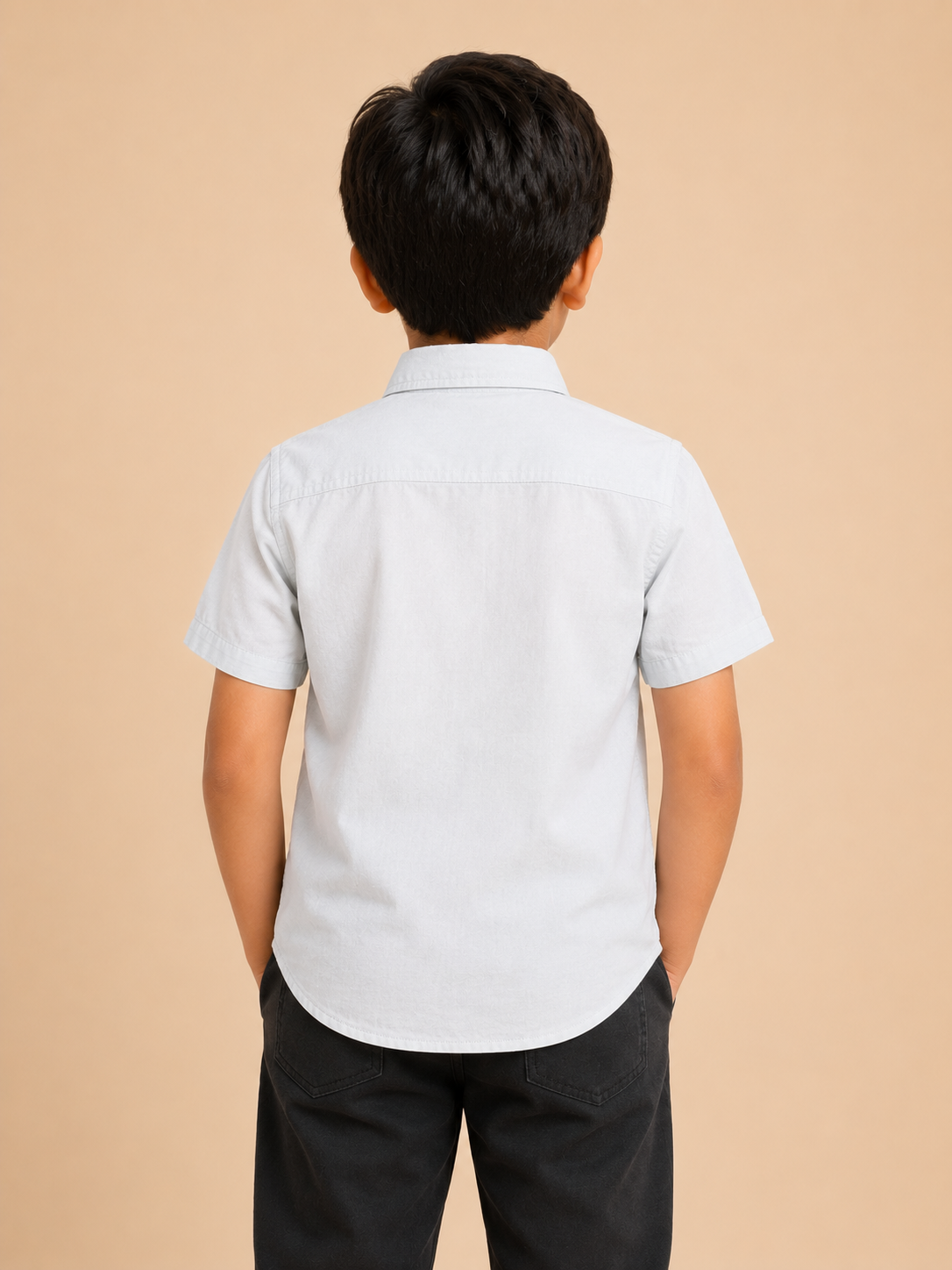 Boys Ice Blue Solid Casual Cotton Shirt | Half Sleeves | Regular Fit