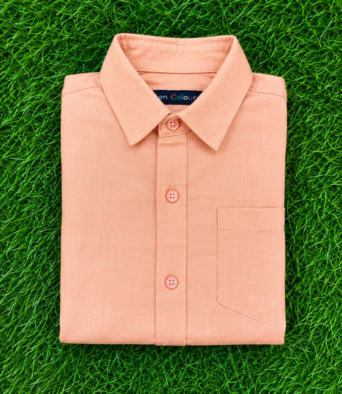 Boys' Solid Peach/Light Orange Long Sleeve Button Down Shirt