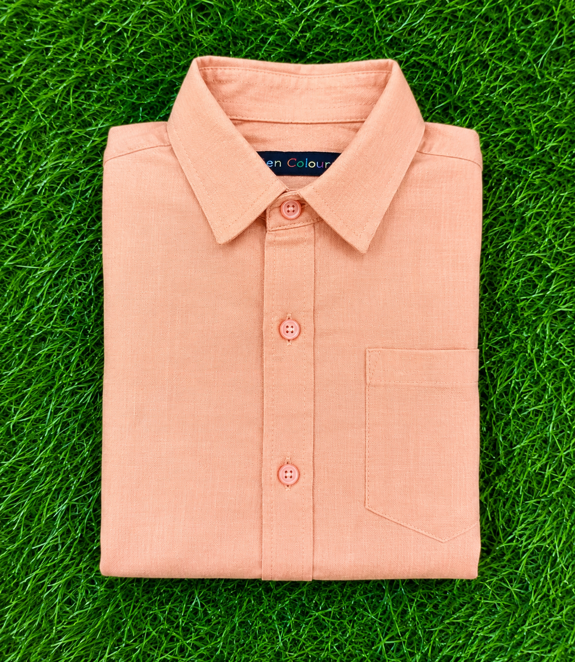 Boys' Solid Peach/Light Orange Long Sleeve Button Down Shirt
