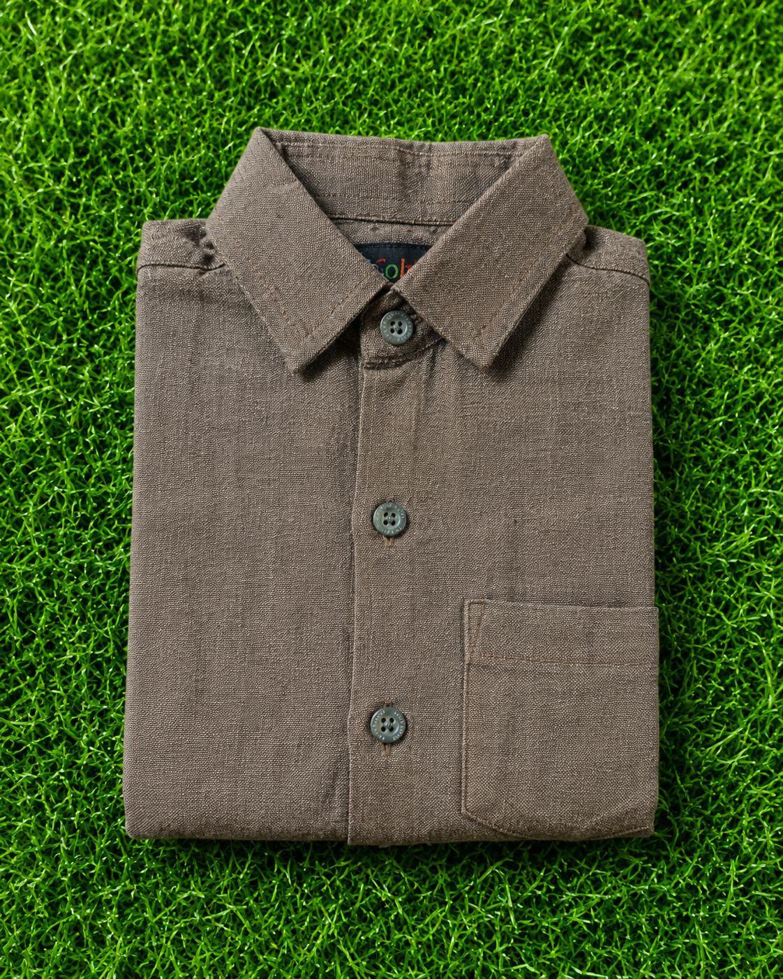 Boys Premium Taupe Brown Collared Casual Wear Shirt