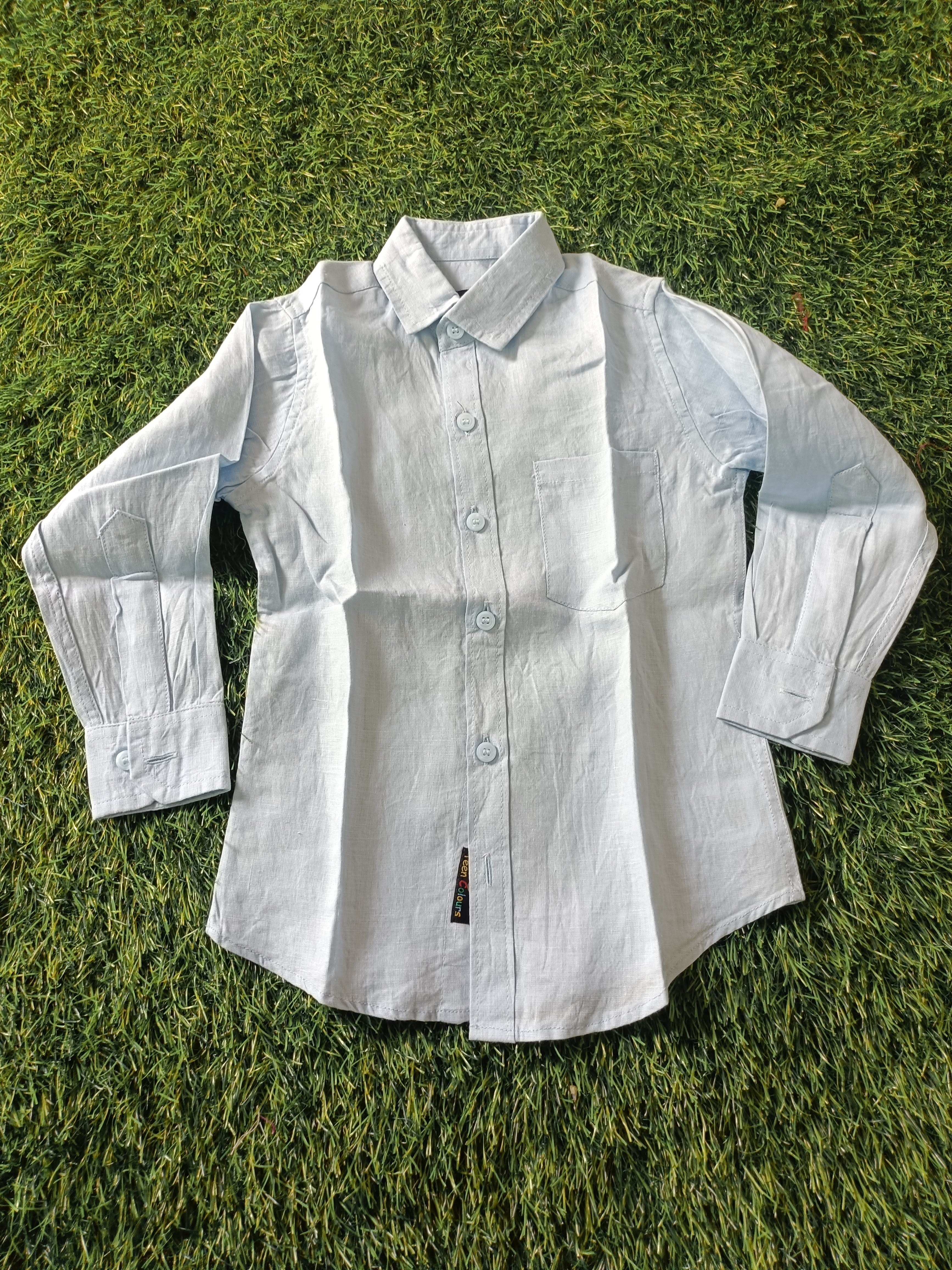Boys Baby Blue Regular Fit Casual Cotton Shirt