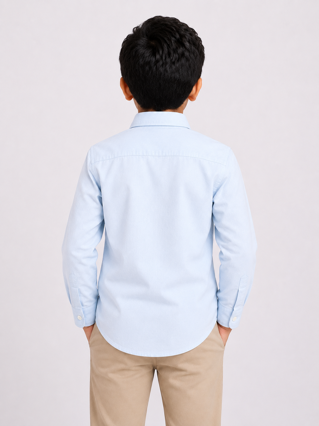 Boys Baby Blue Regular Fit Casual Cotton Shirt