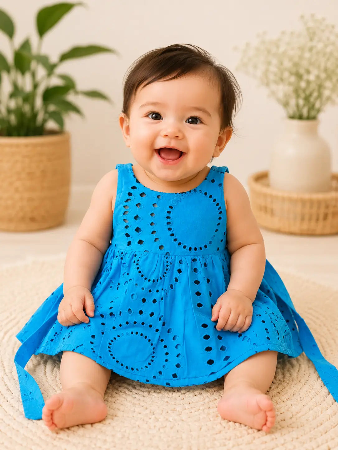 Rayon Sky Bloom Girls  frock