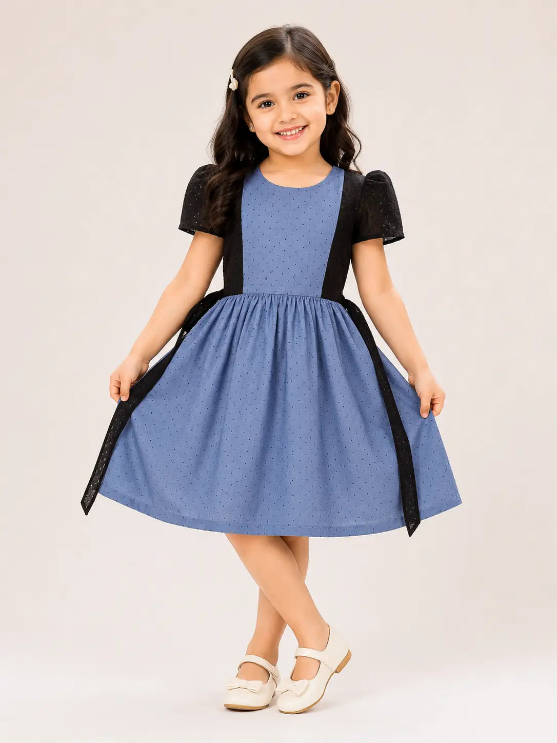 Midnight Bloom round neckline  Sleeveless cotton Frock