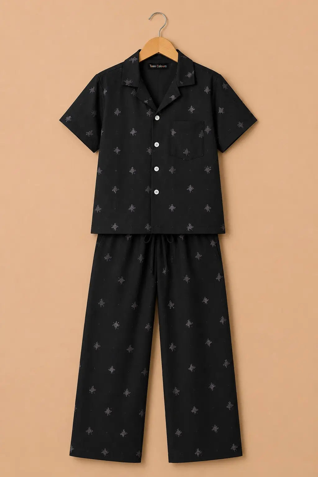Boys Dark Navy Blue Polo Rider Print Shirt & Pant  Set