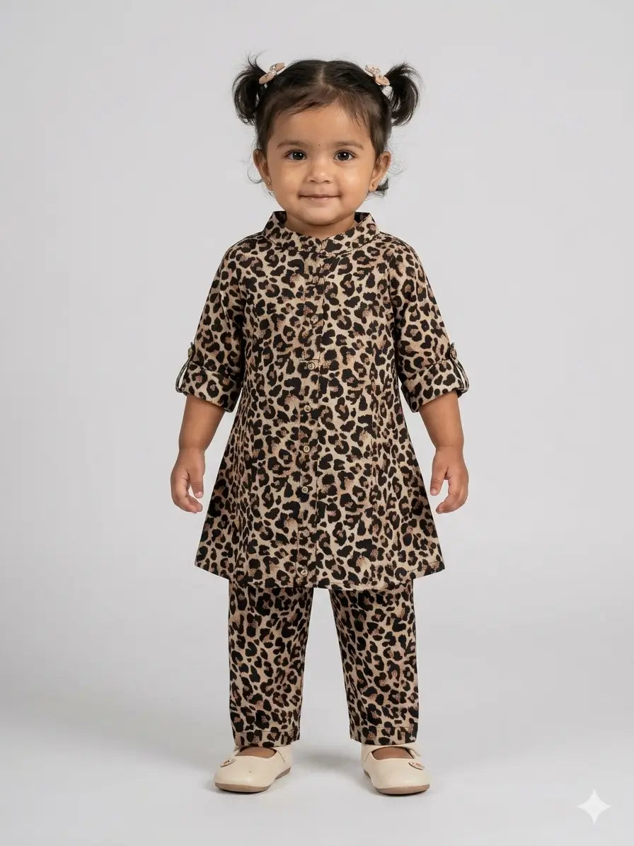 Girls Leopard Print  Set  kurthi & Pant