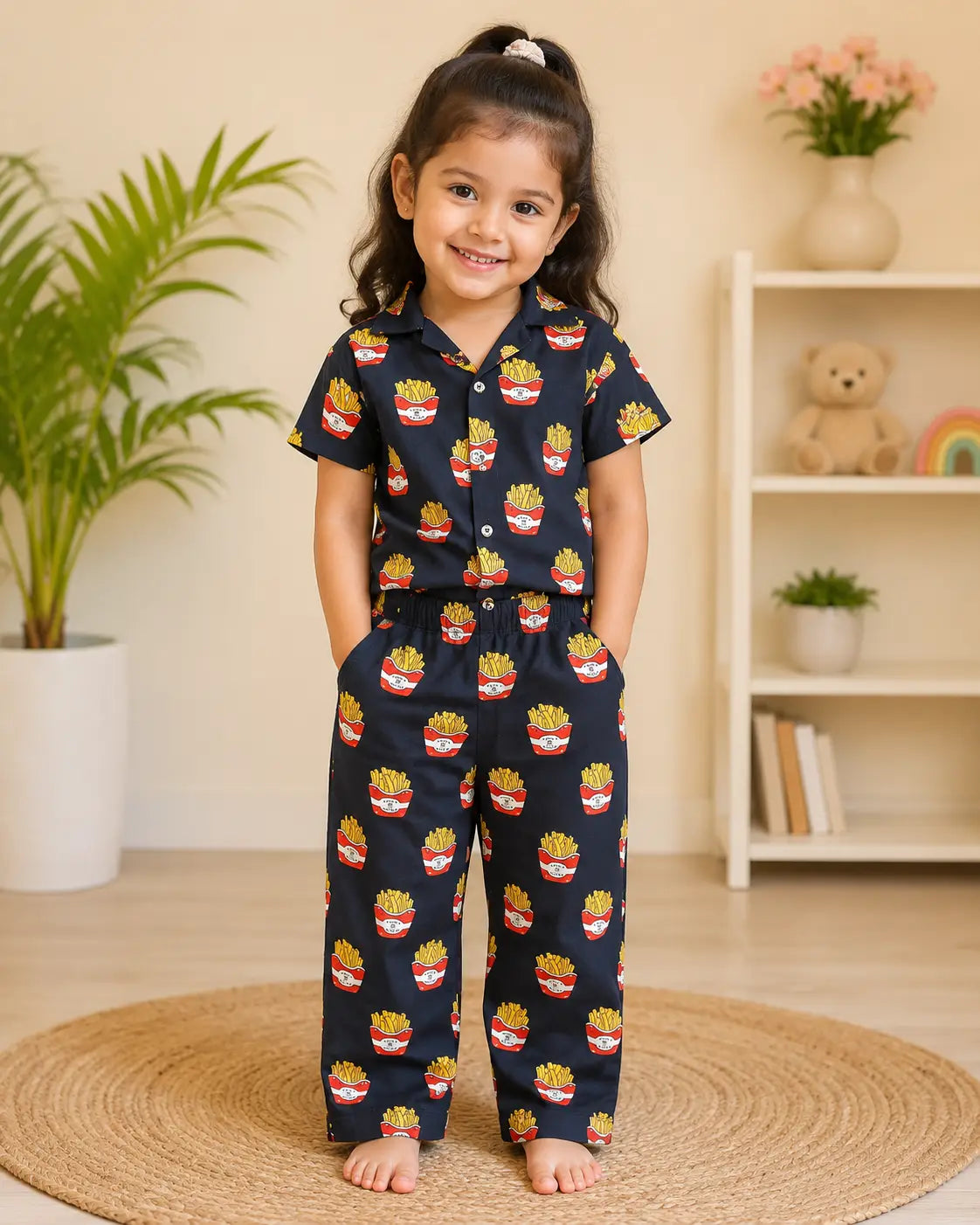 Kids French Fries Print Shirt & Pant  Set