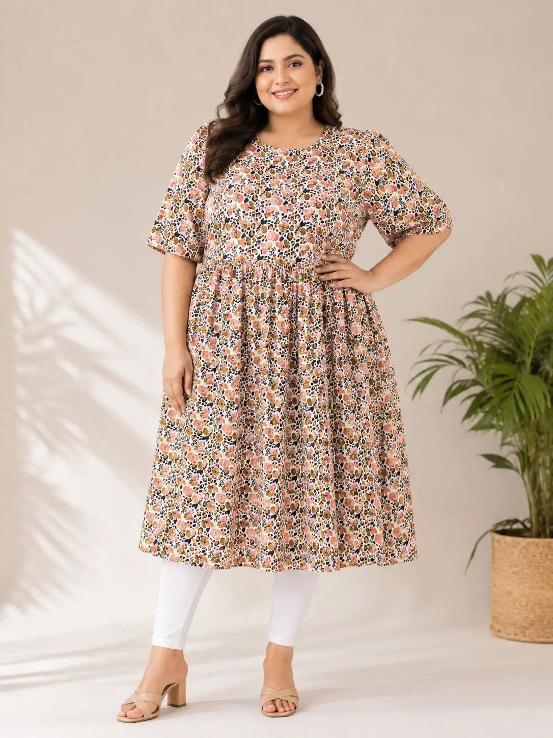 Women's Floral & Animal Print Fit-and-Flare Midi Dress
