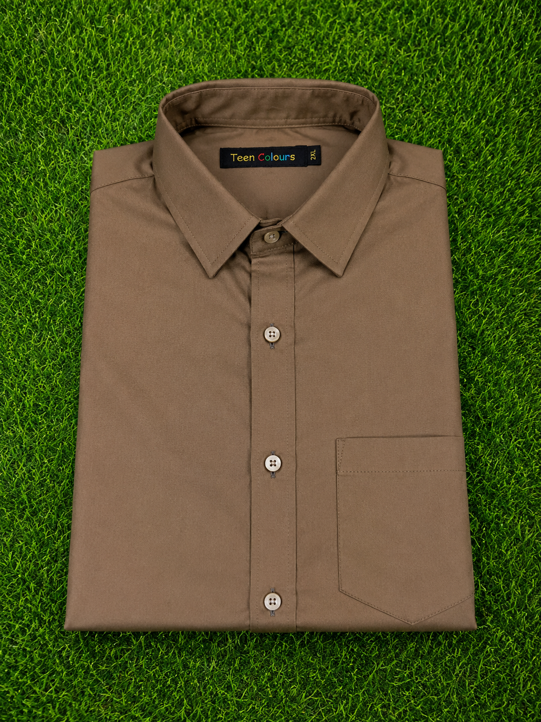 Teen Colours Men's Light Brown plain Gija Cotton Casual Shirt Full Sleeve Regular Fit