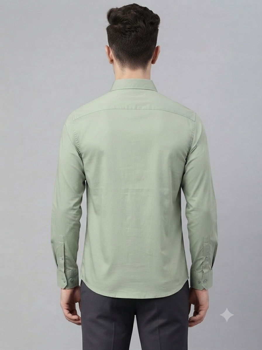 Teen Colours Men's Olive green plain Gija Cotton Casual Shirt Full Sleeve Regular Fit