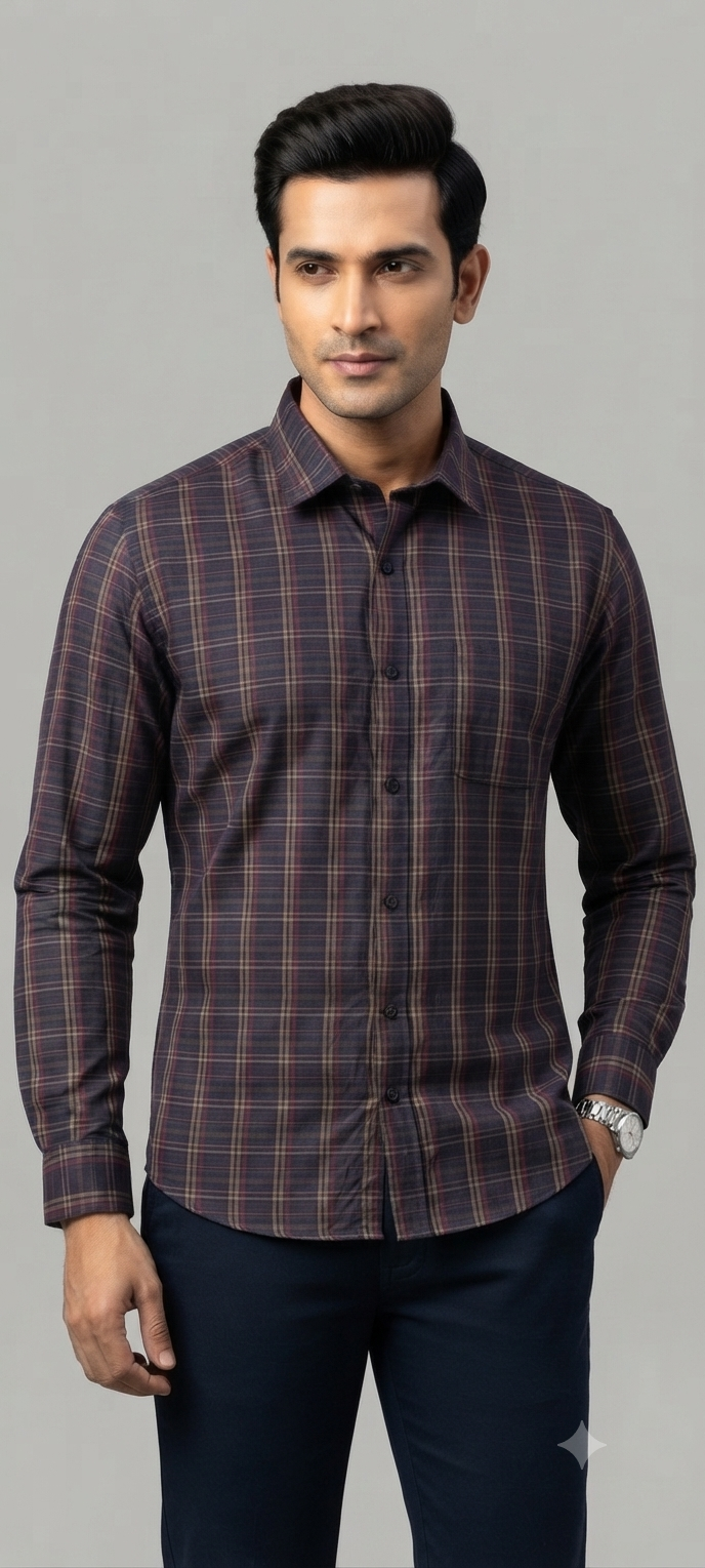 Teen Colours Men's Multicolor Check Pattern Cotton Casual Shirt Full Sleeve Regular Fit