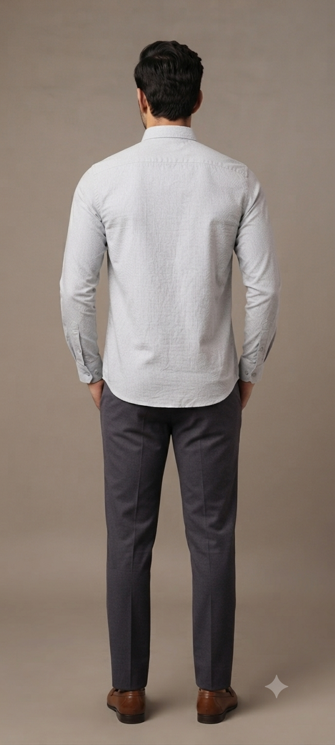 Teen Colours Men's Light Grey Plain Cotton Casual Shirt Full Sleeve Regular Fit
