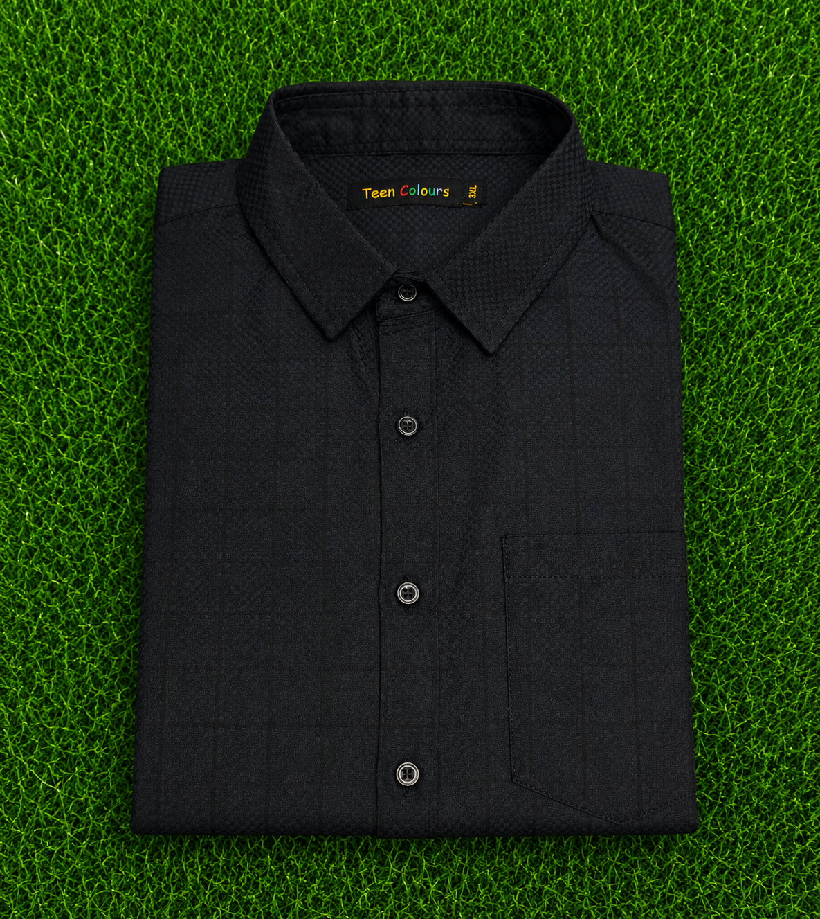 Teen Colours Men's Navy Blue Plain Gija Cotton Casual Shirt Full Sleeve