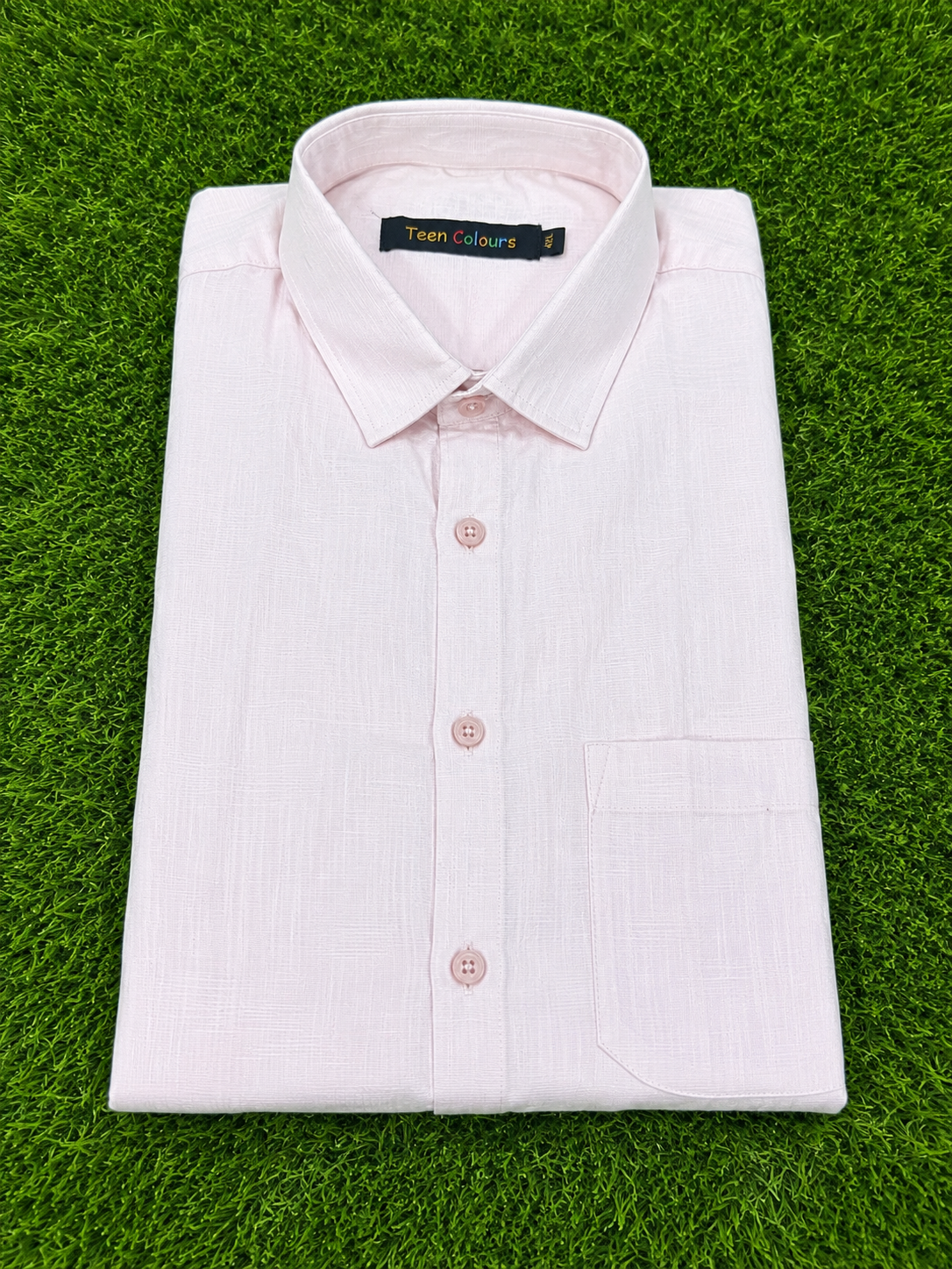 Teen Colours Men's Light Pink Small Check Printed Gija Cotton Casual Shirt Full Sleeve Regular Fit