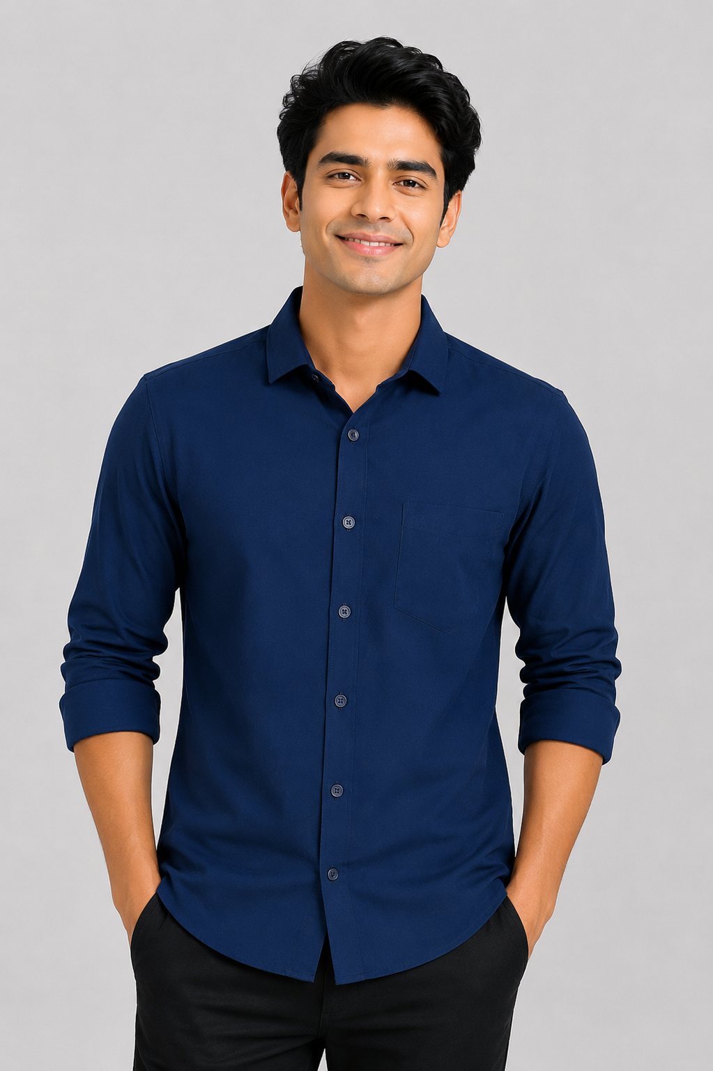 Teen Colours Men's Teal Blue Plain Cotton Casual Shirt Full Sleeve Regular Fit