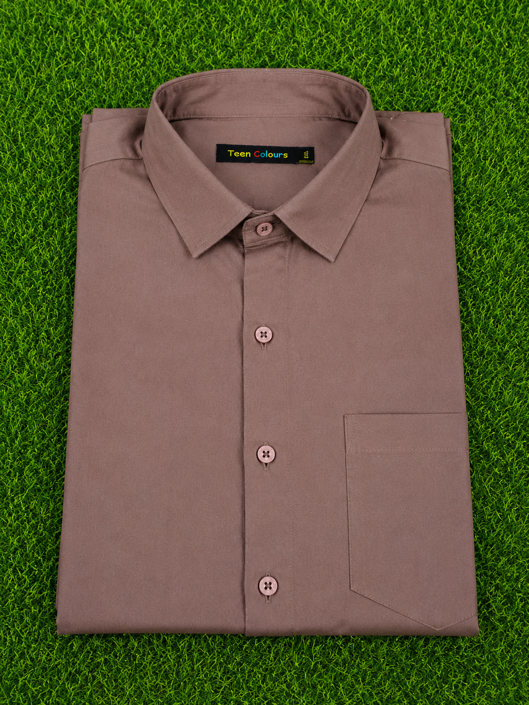 Teen Colours Men's Brown Plain Gija Cotton Casual Shirt Full Sleeve Regular Fit
