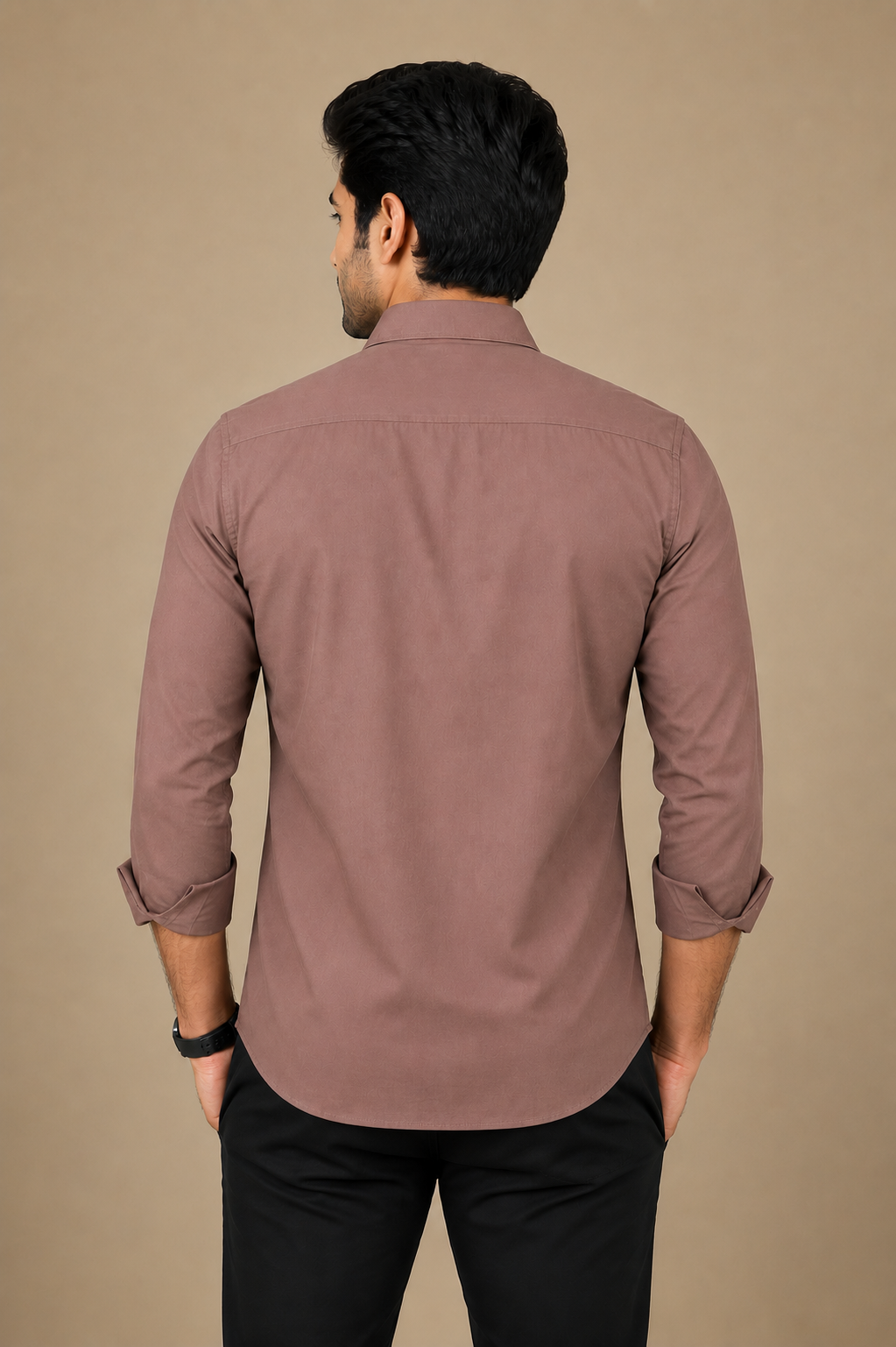 Teen Colours Men's Brown Plain Gija Cotton Casual Shirt Full Sleeve Regular Fit