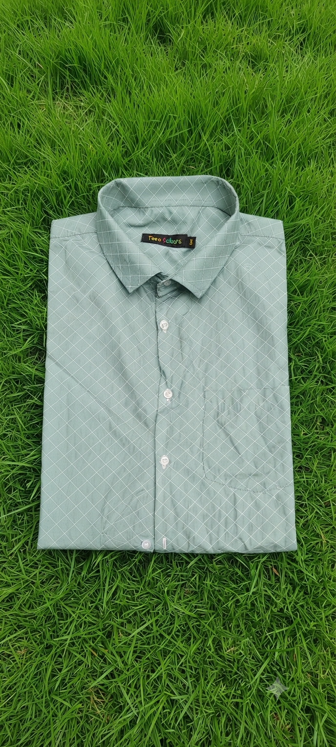 Teen Colours Men's Light Green Printed Gija Cotton Casual Shirt Full Sleeve Regular Fit