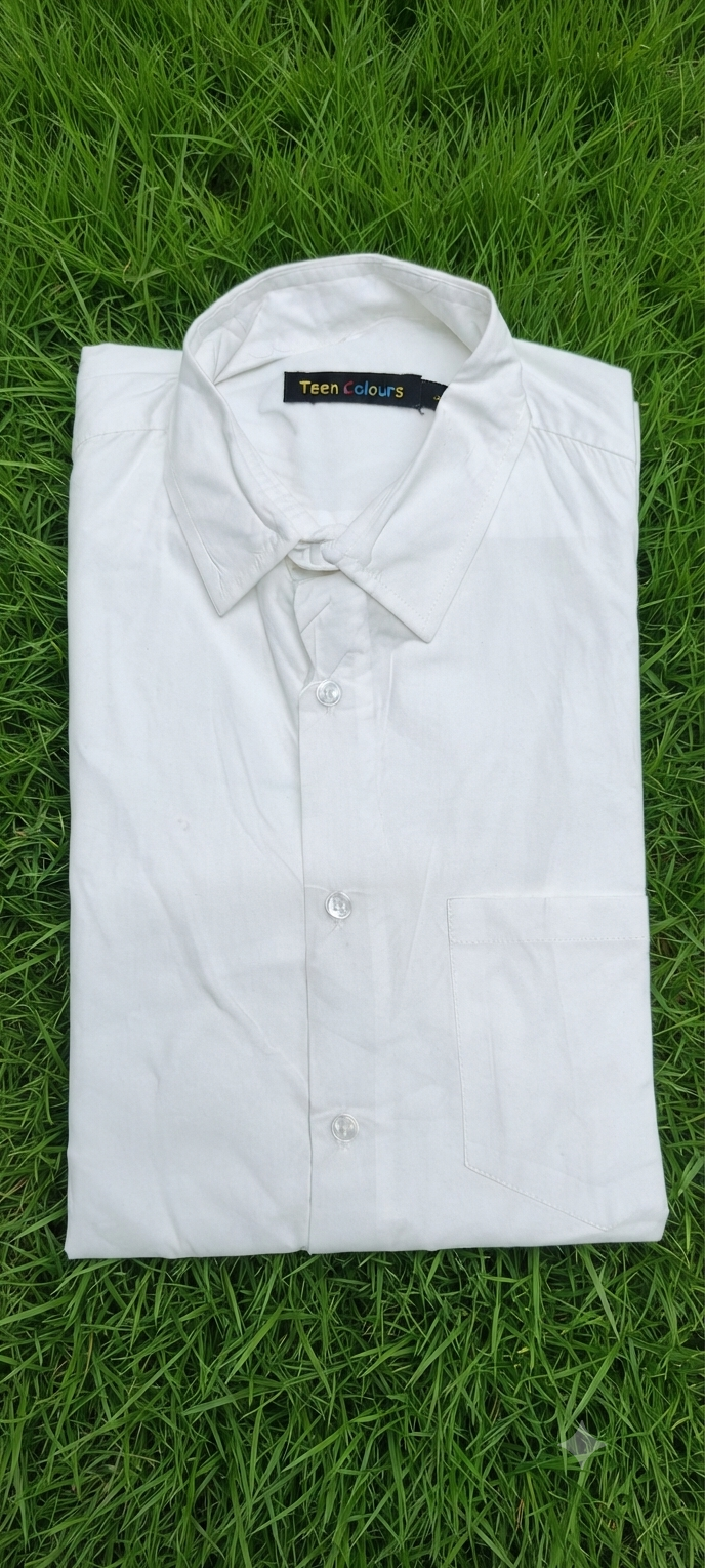 Teen Colours Men's White Plain Cotton Casual Shirt Full Sleeve