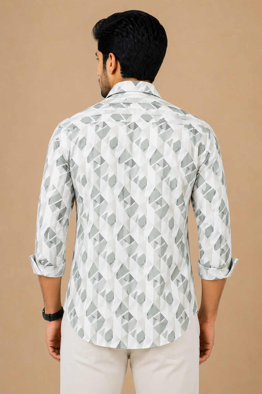 Teen Colours Men's White Grey Printed Cotton Casual Shirt Full Sleeve Regular Fit