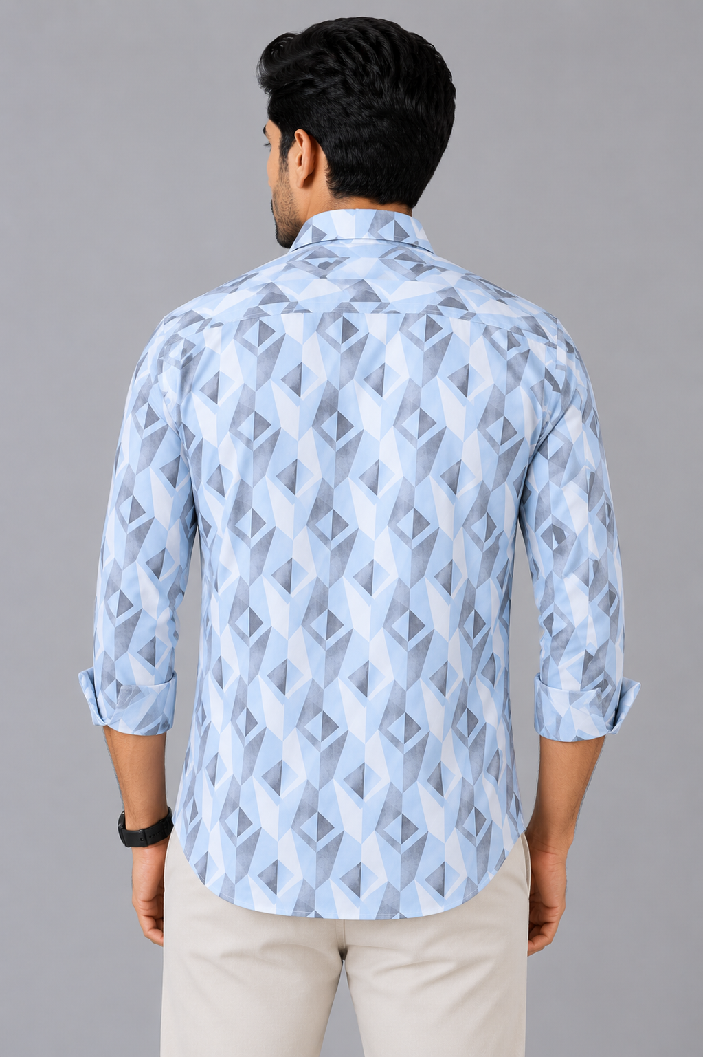 Teen Colours Me's Light Blue Plain Gija Cotton Casual Shirt Full Sleeve Regular Fit