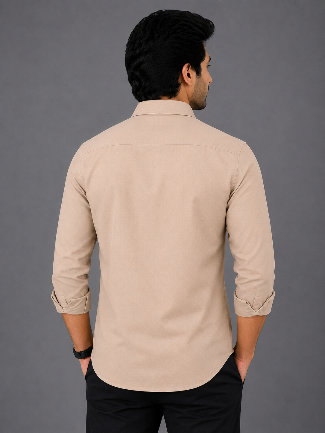 Teen Colours Men's Khaki Plain Cotton Casual Shirt Full Sleeve Regular Fit