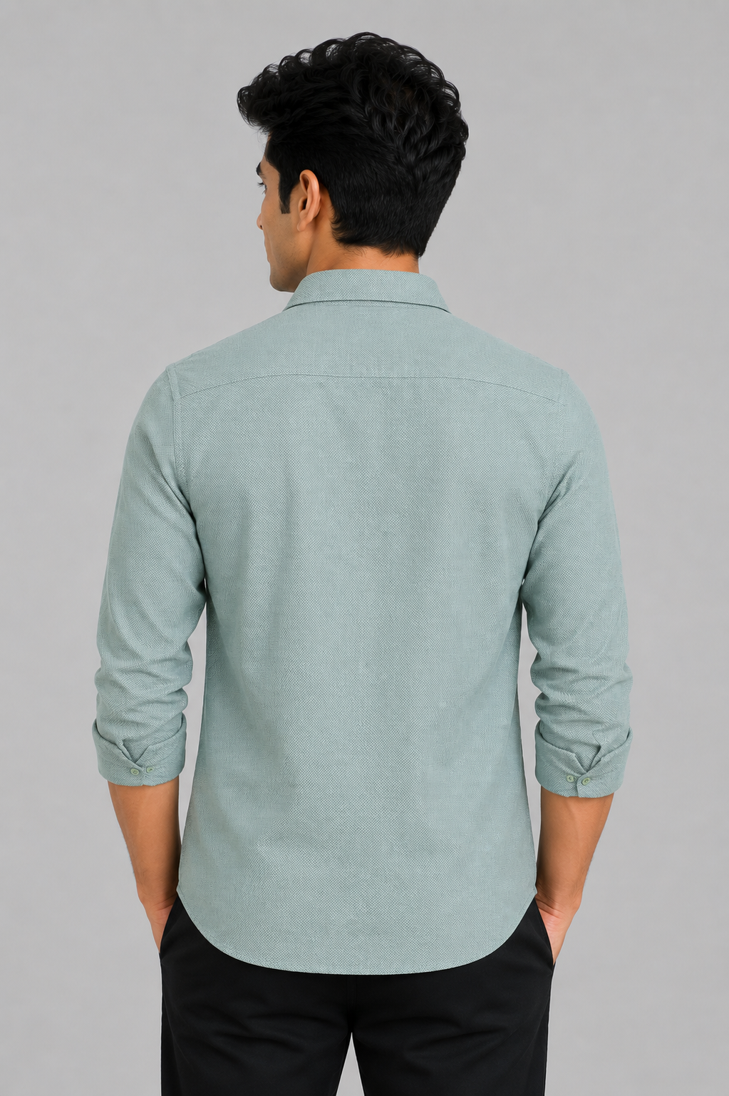 Teen Colours Men's Light Blue Plain Gija Cotton Casual Shirt Full Sleeve Regular Fit