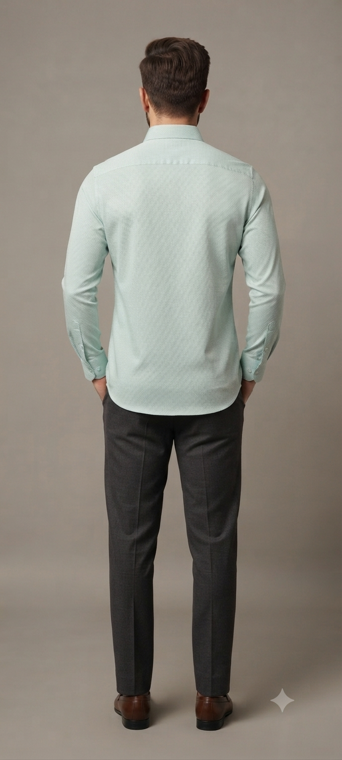 Teen Colours Men's Granite Green plain Gija Cotton Casual Shirt Full Sleeve Regular Fit