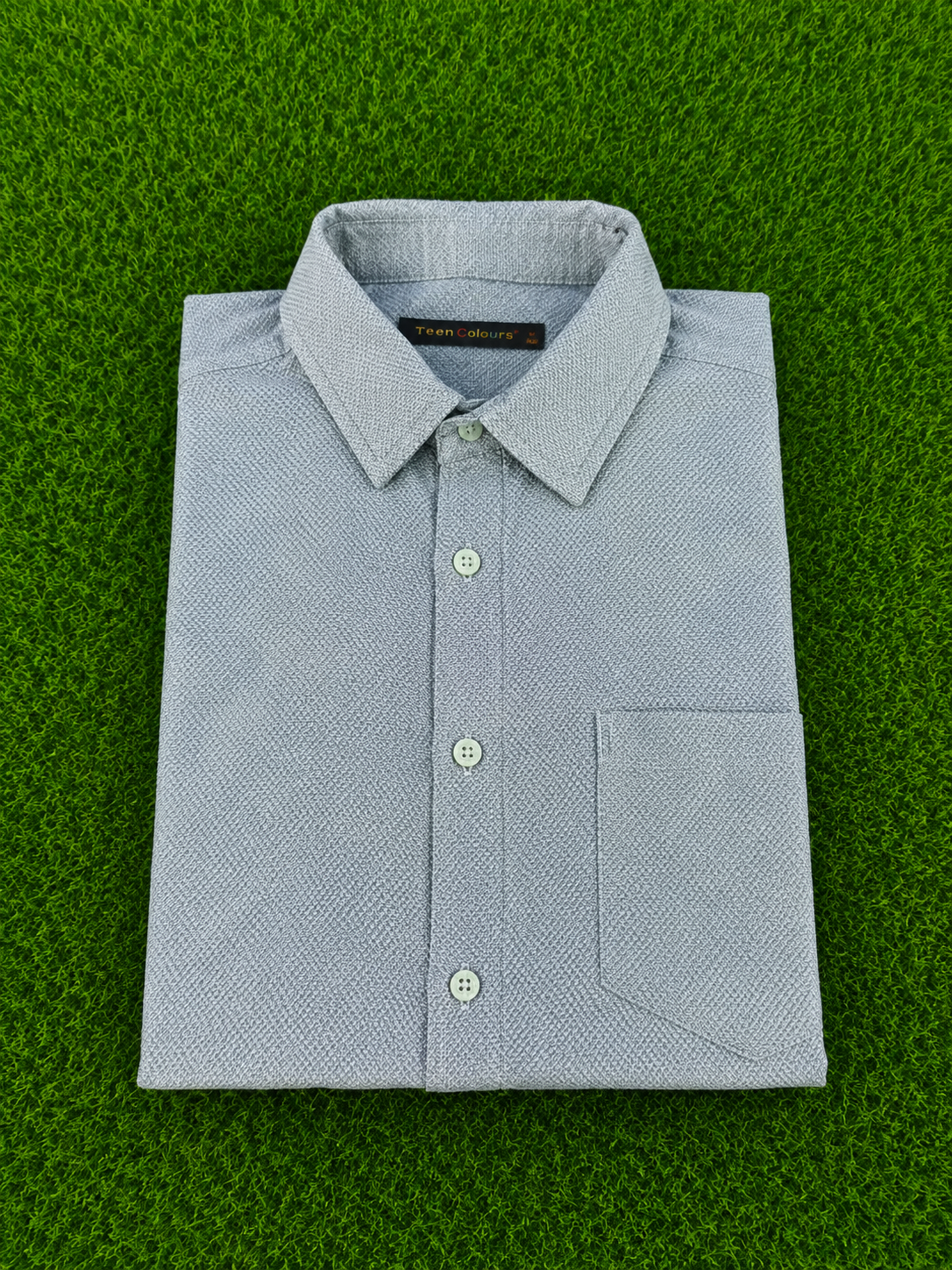 Teen Colours Men's Granite Green plain Gija Cotton Casual Shirt Full Sleeve Regular Fit