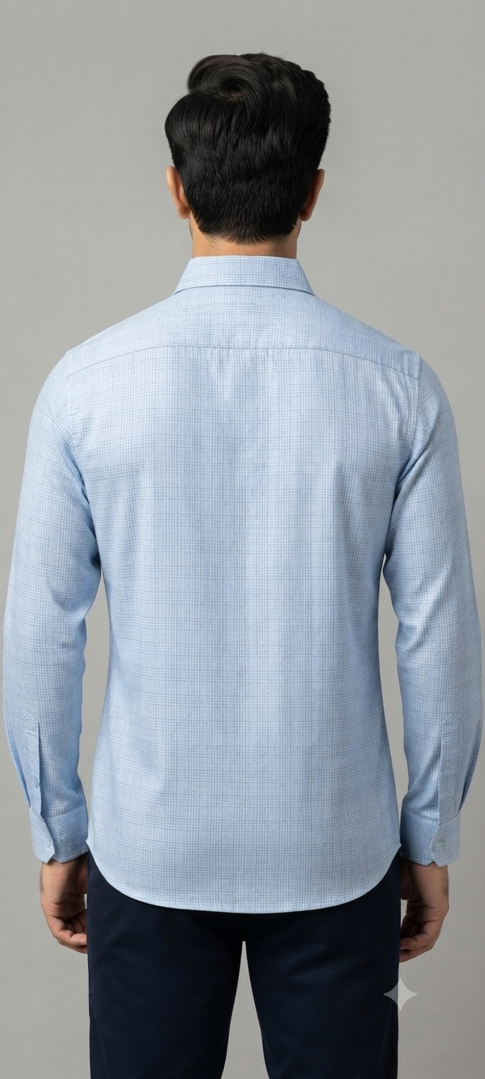 Teen Colours Men's Light Blue Check Pattern Cotton Casual Shirt Full Sleeve Regular Fit