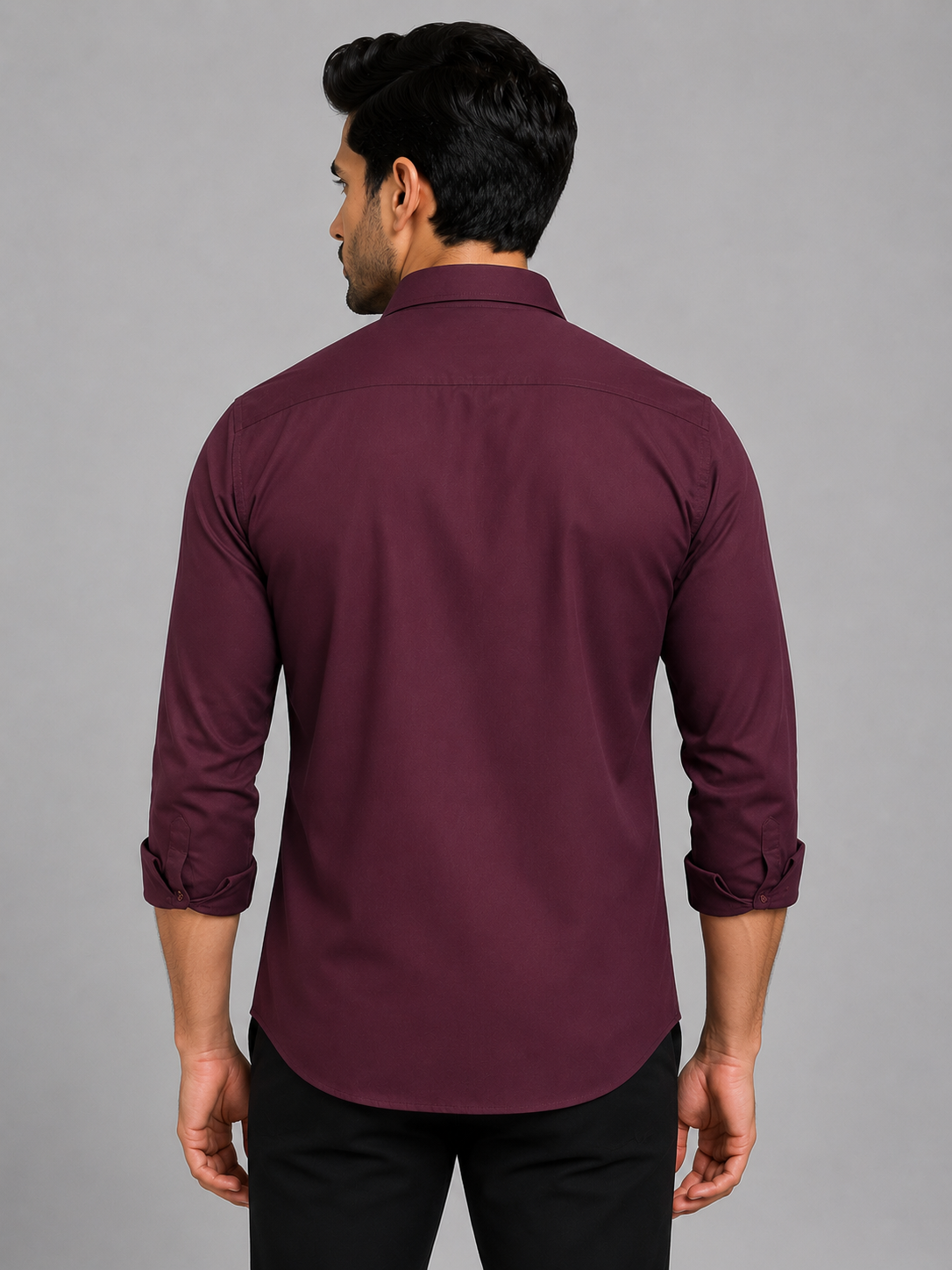 Teen Colours Men's Wine Red Printed Gija Cotton Casual Shirt Full Sleeve Regular Fit