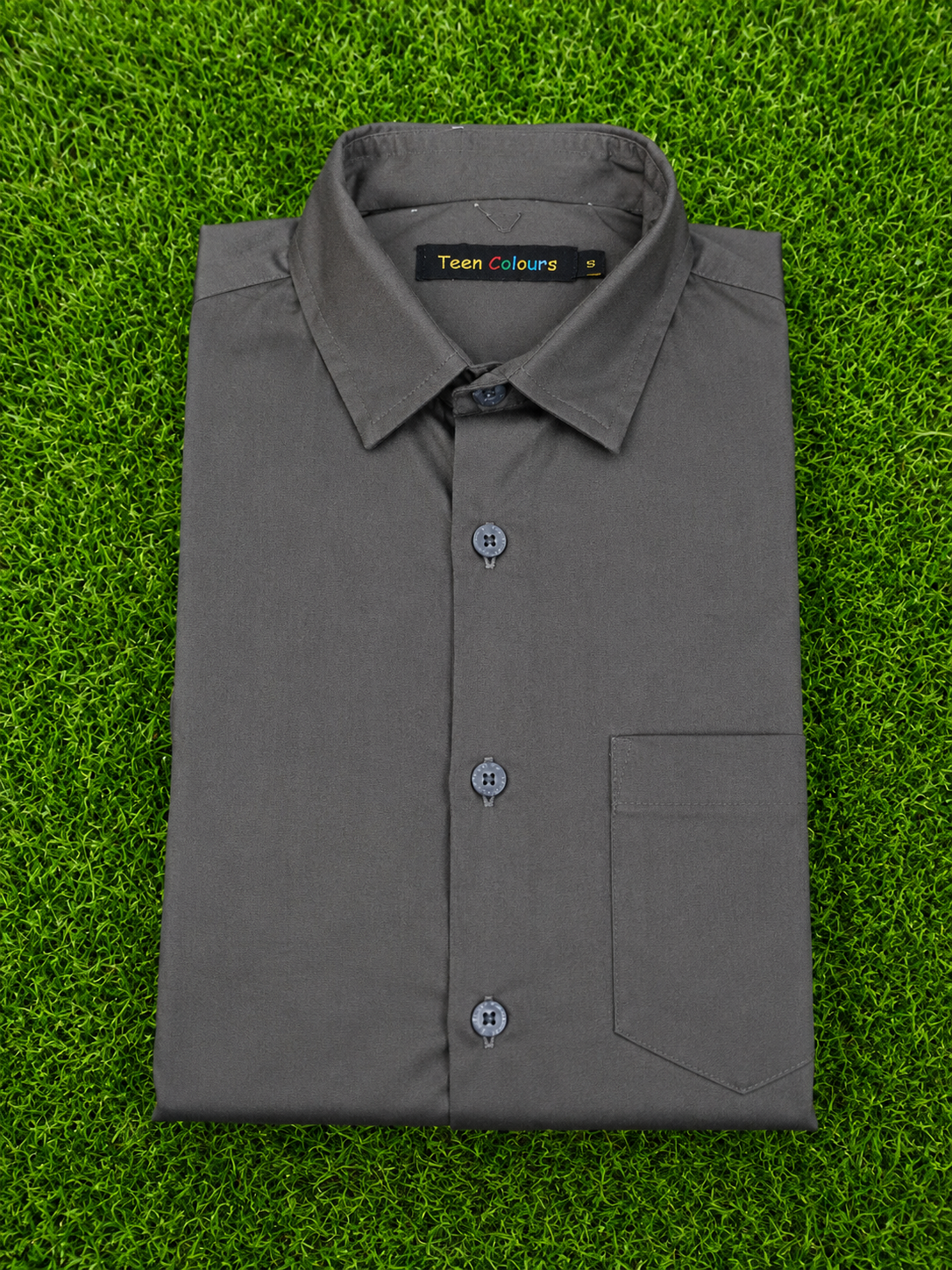 Teen Colours Men's Grey Solid Gija Cotton Casual plain Shirt Full Sleeve Regular Fit