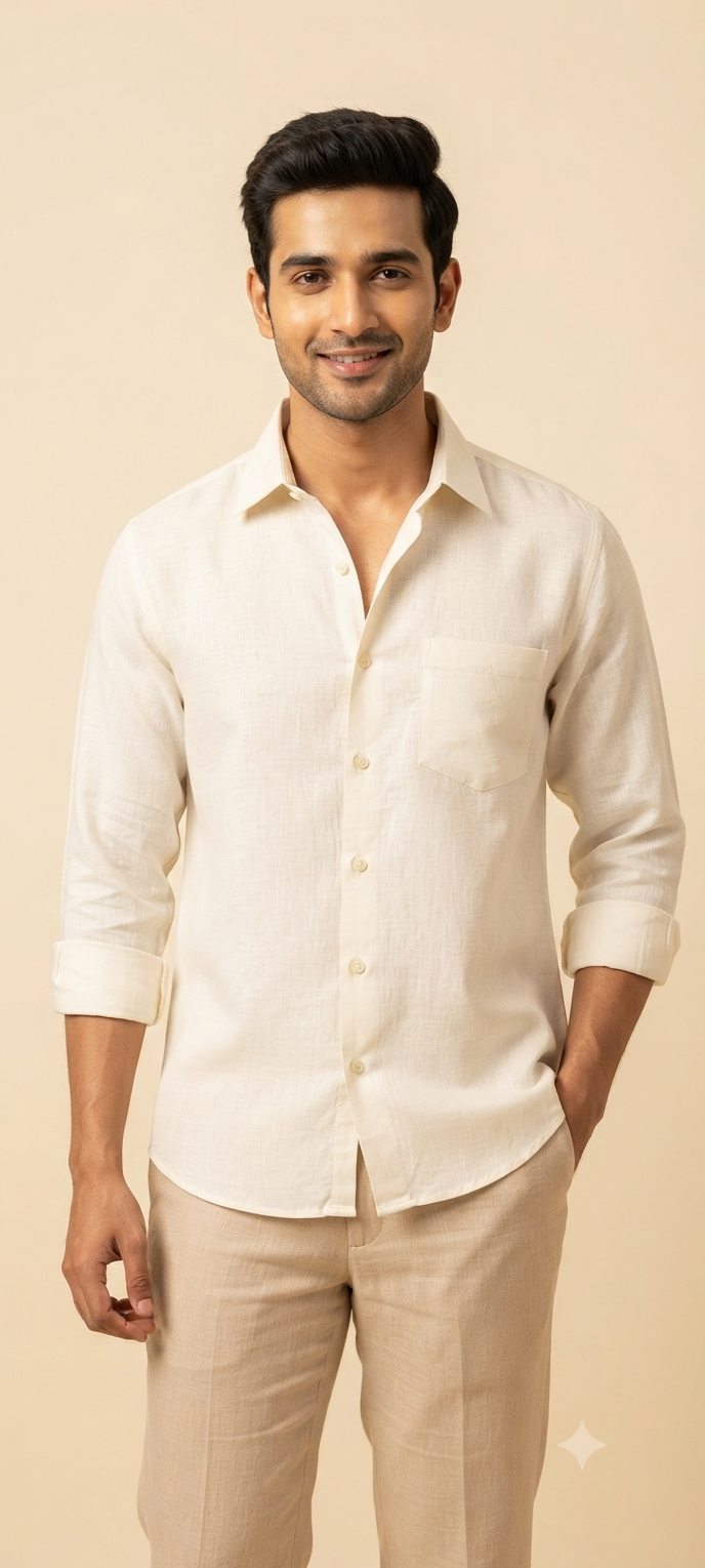 Teen Colours Men's Ash Plain Gija Cotton Casual Shirt Full Sleeve Regular Fit